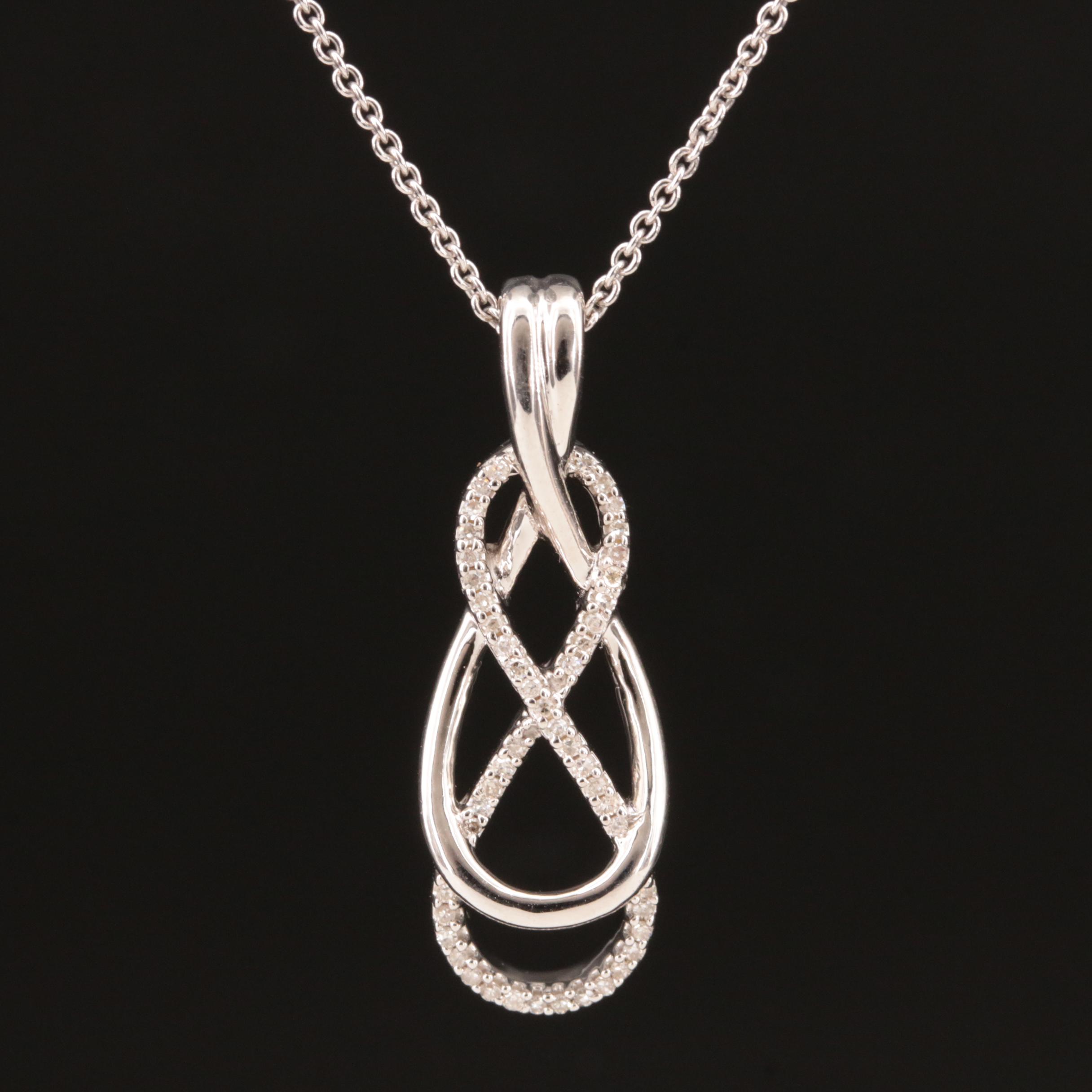 Sterling Diamond Infinity Pendant Necklace