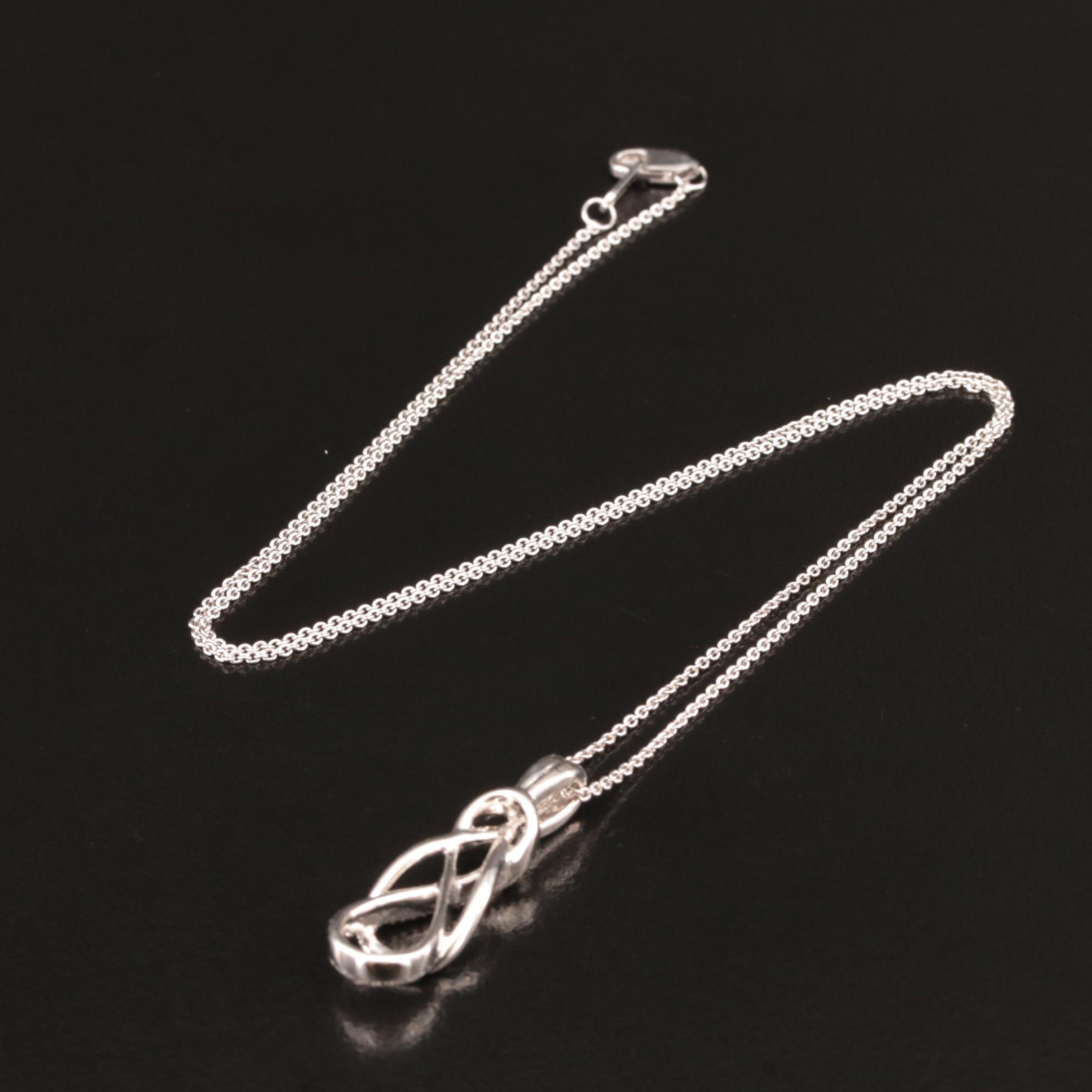 Sterling Diamond Infinity Pendant Necklace