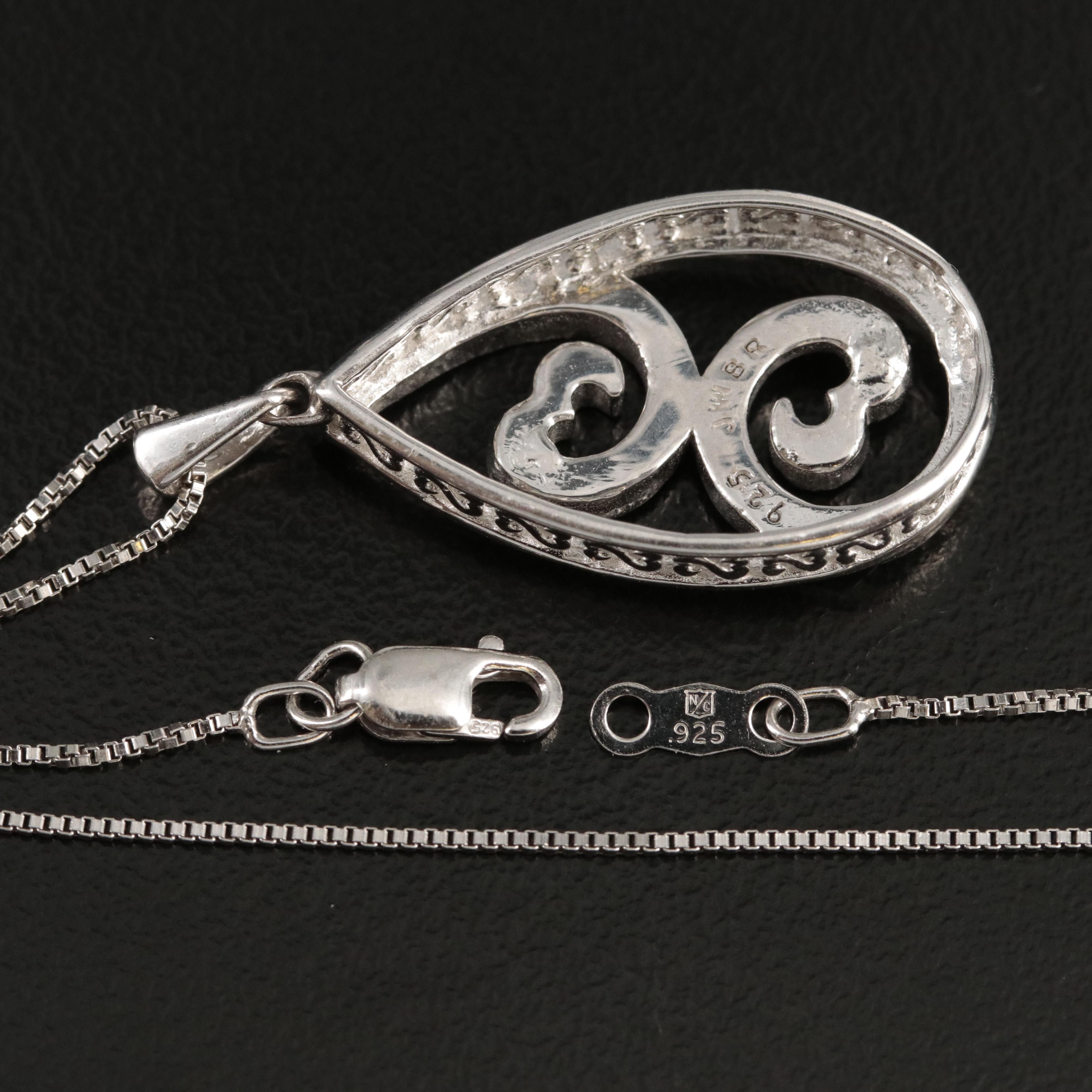 Sterling Open Heart Pendant Necklace