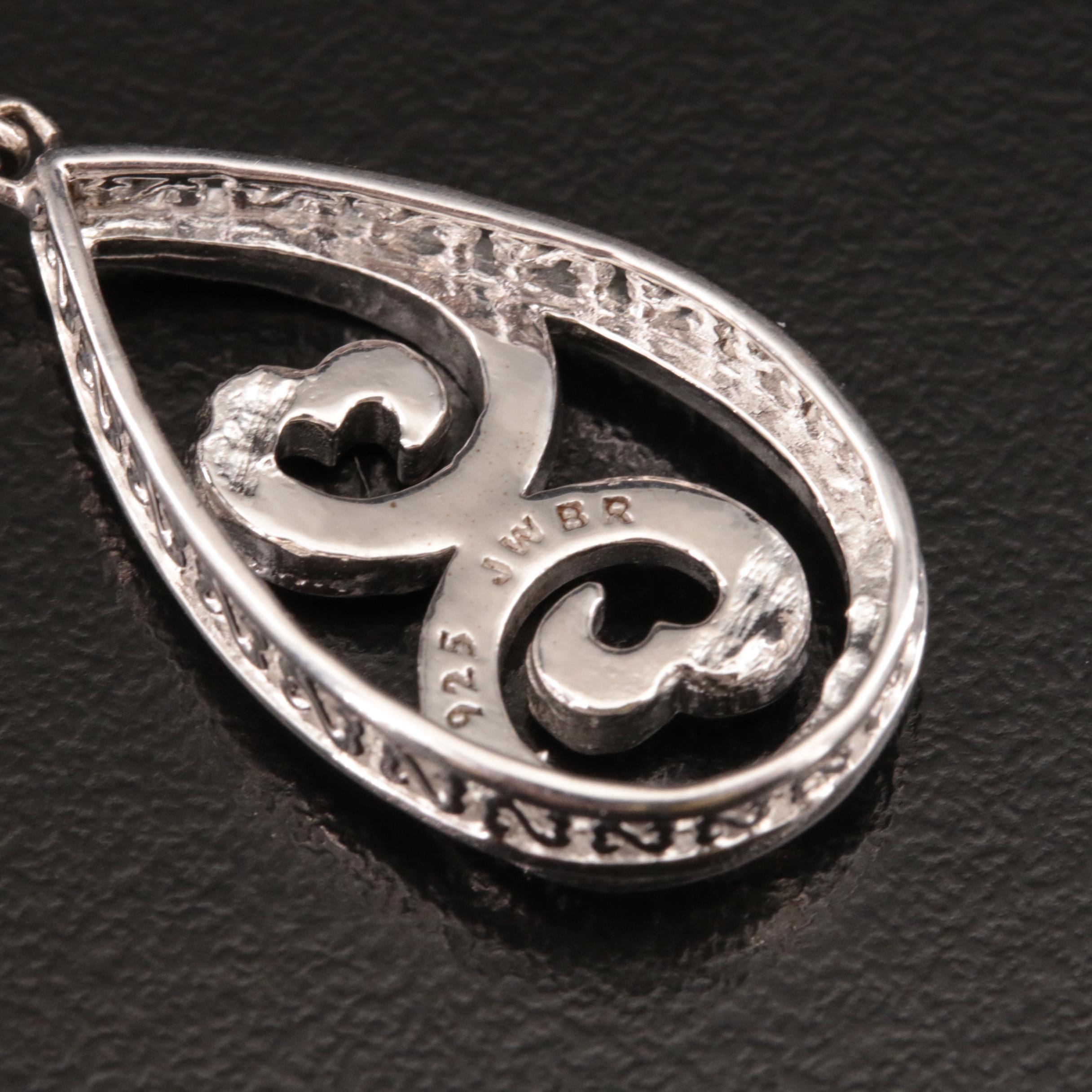 Sterling Diamond Double Heart Pendant Necklace