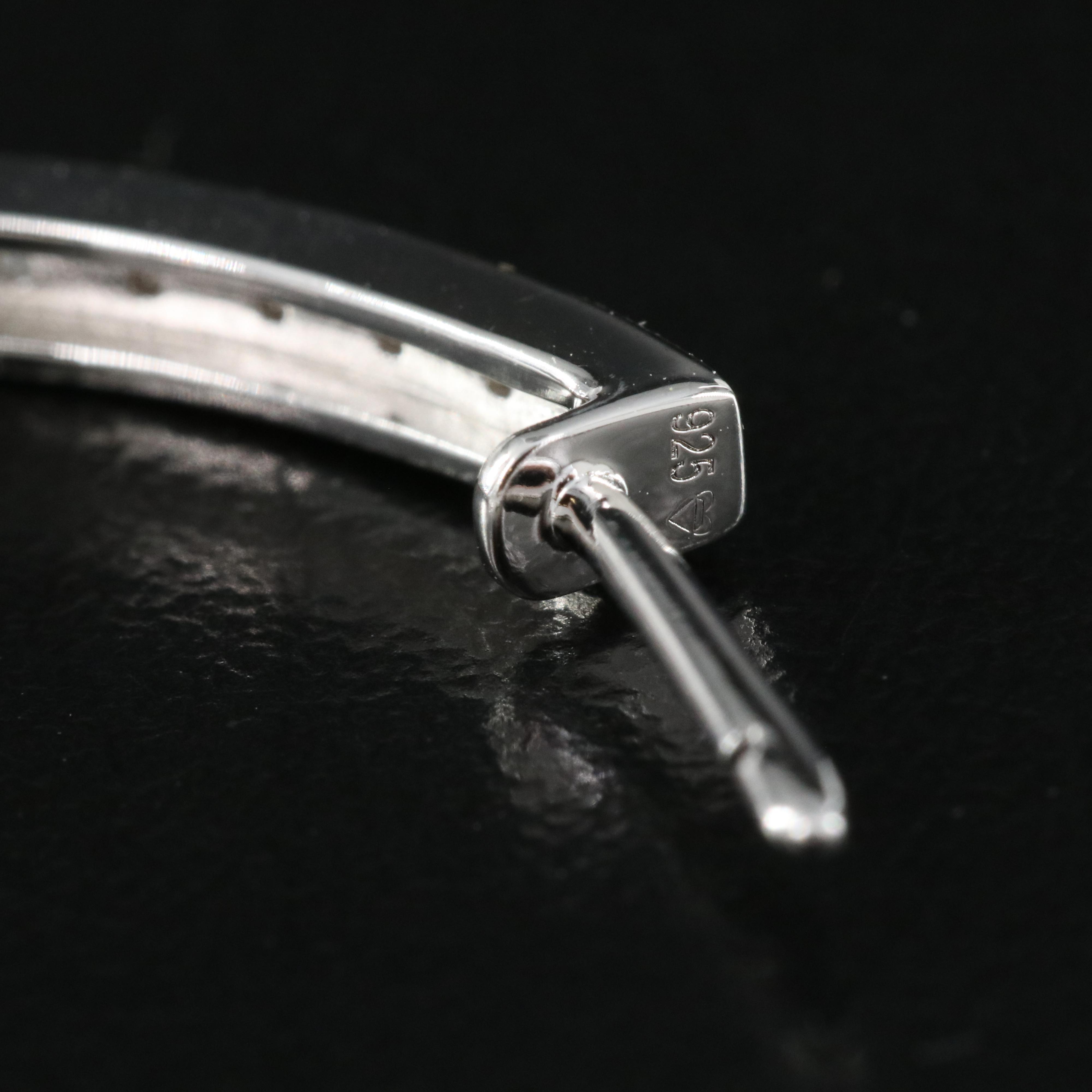 Sterling Diamond Large Hoop Earrings