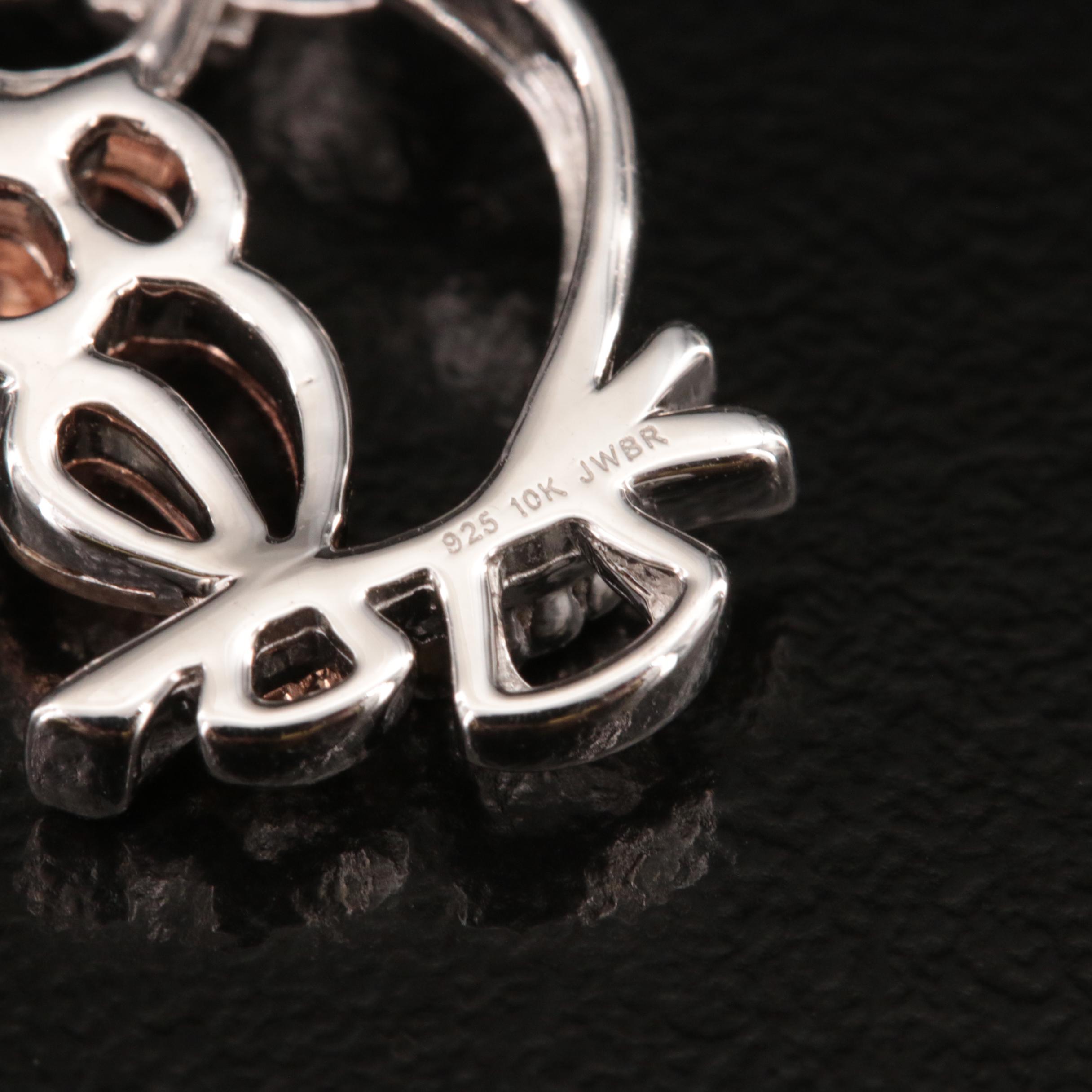 Sterling Diamond Owl Pendant Necklace with 10K Rose Gold Owl Accent
