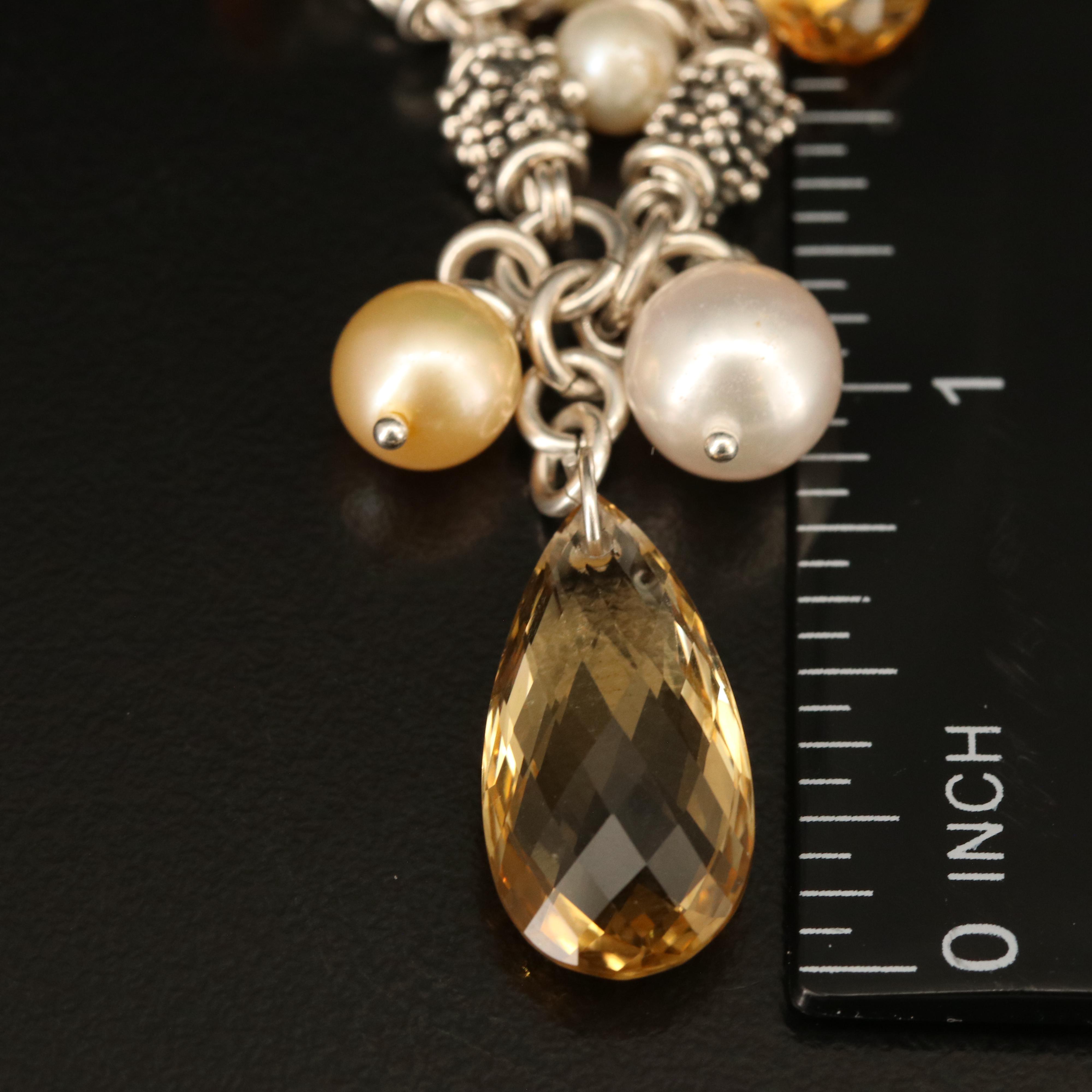 Michael Dawkins Sterling Citrine and Pearl Necklace