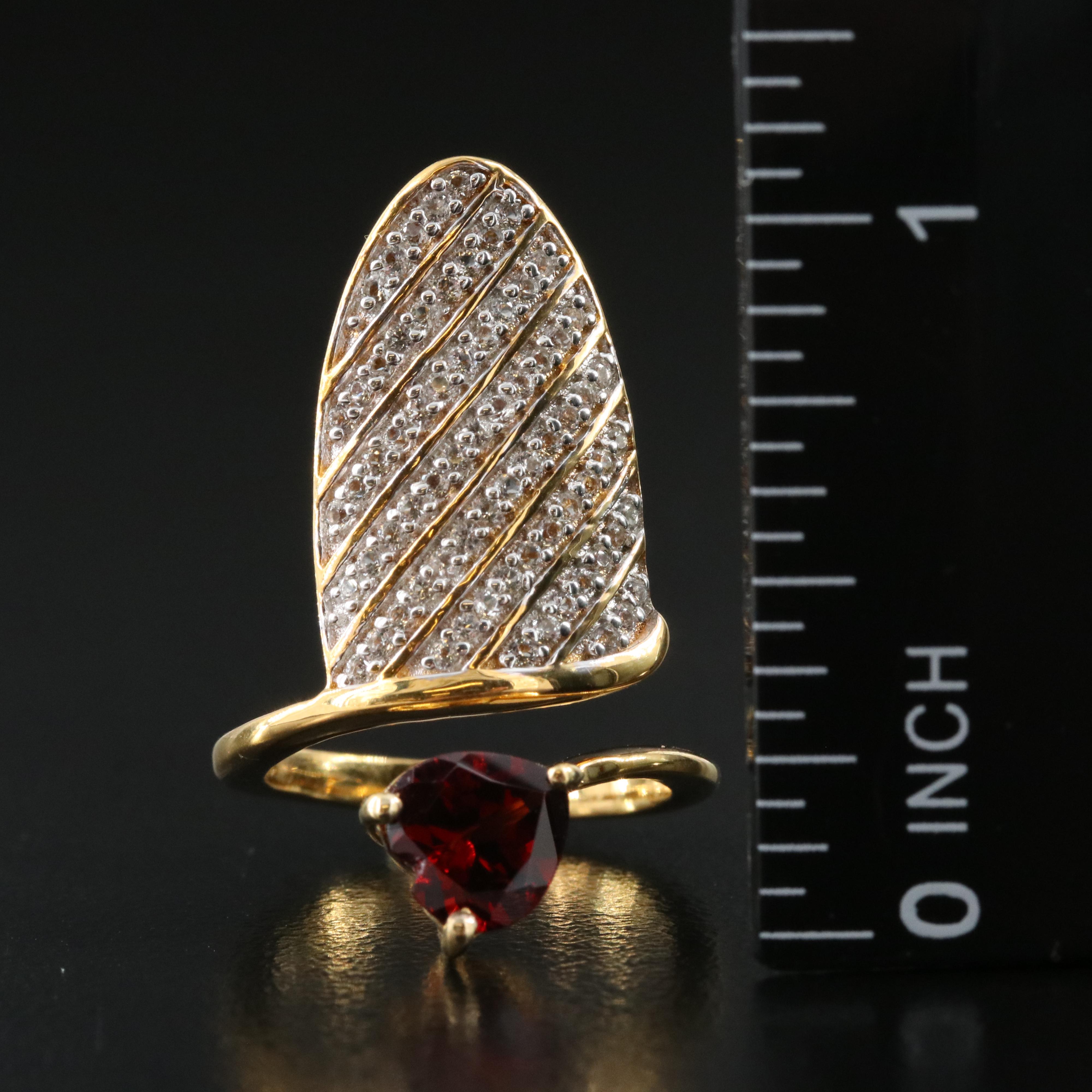 Sterling Garnet and Topaz Shield Ring