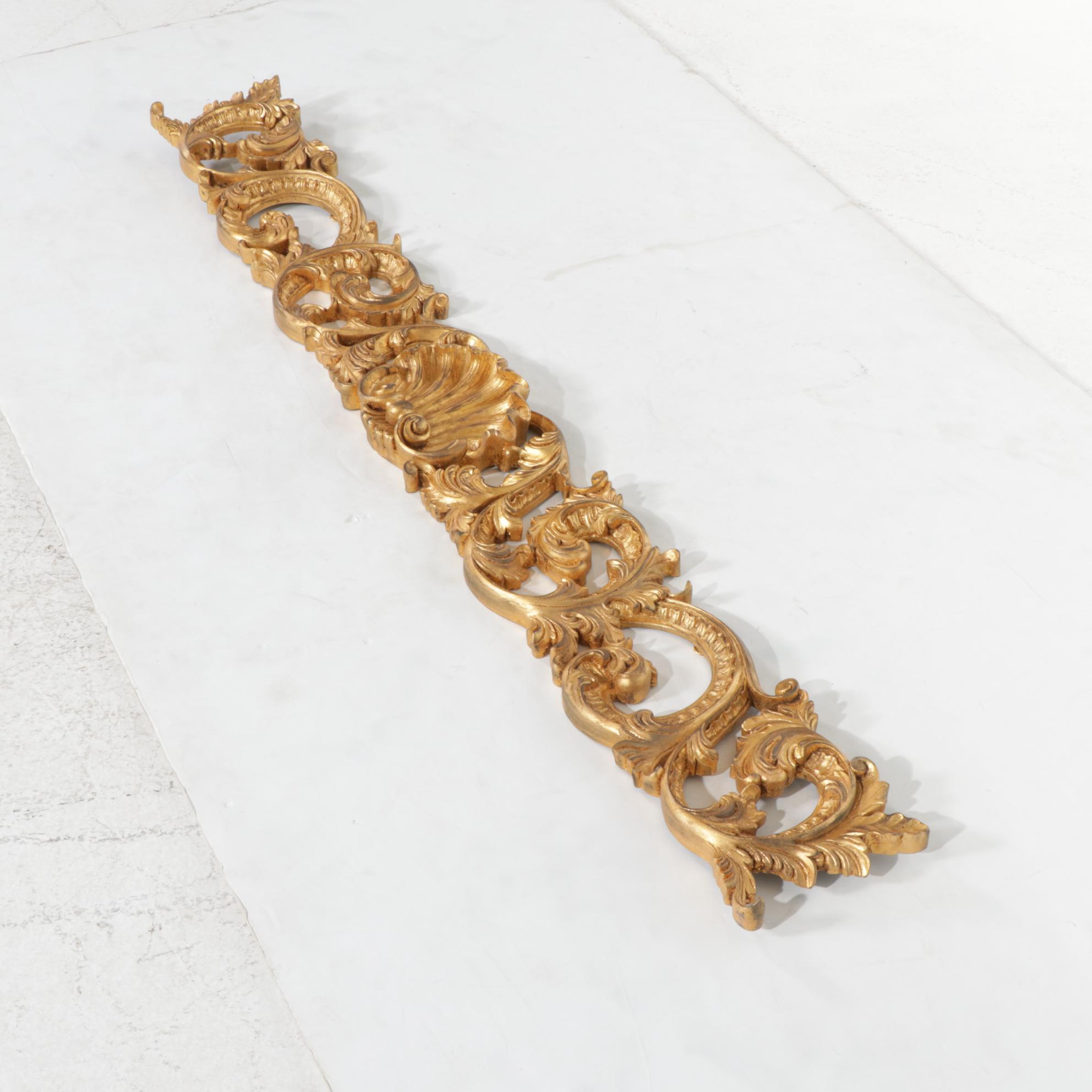 Hand-Painted Gold Tone Wooden Scroll Wall Decor