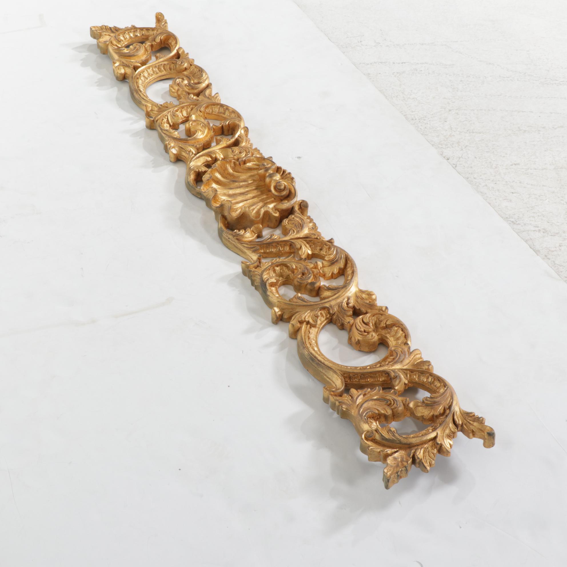 Hand-Painted Gold Tone Wooden Scroll Wall Decor