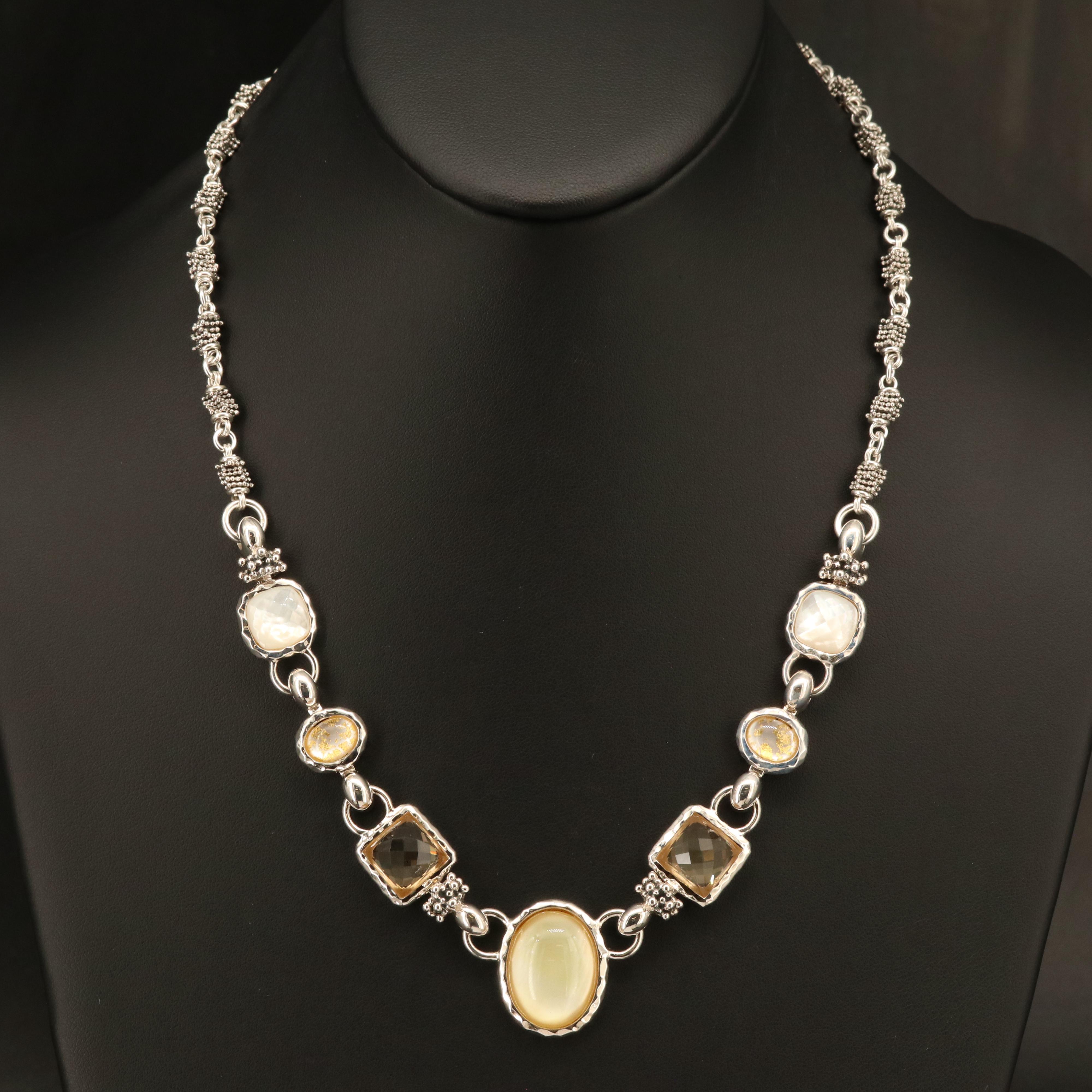 Michael Dawkins Sterling Quartz and Mother-of-Pearl Doublet Necklace