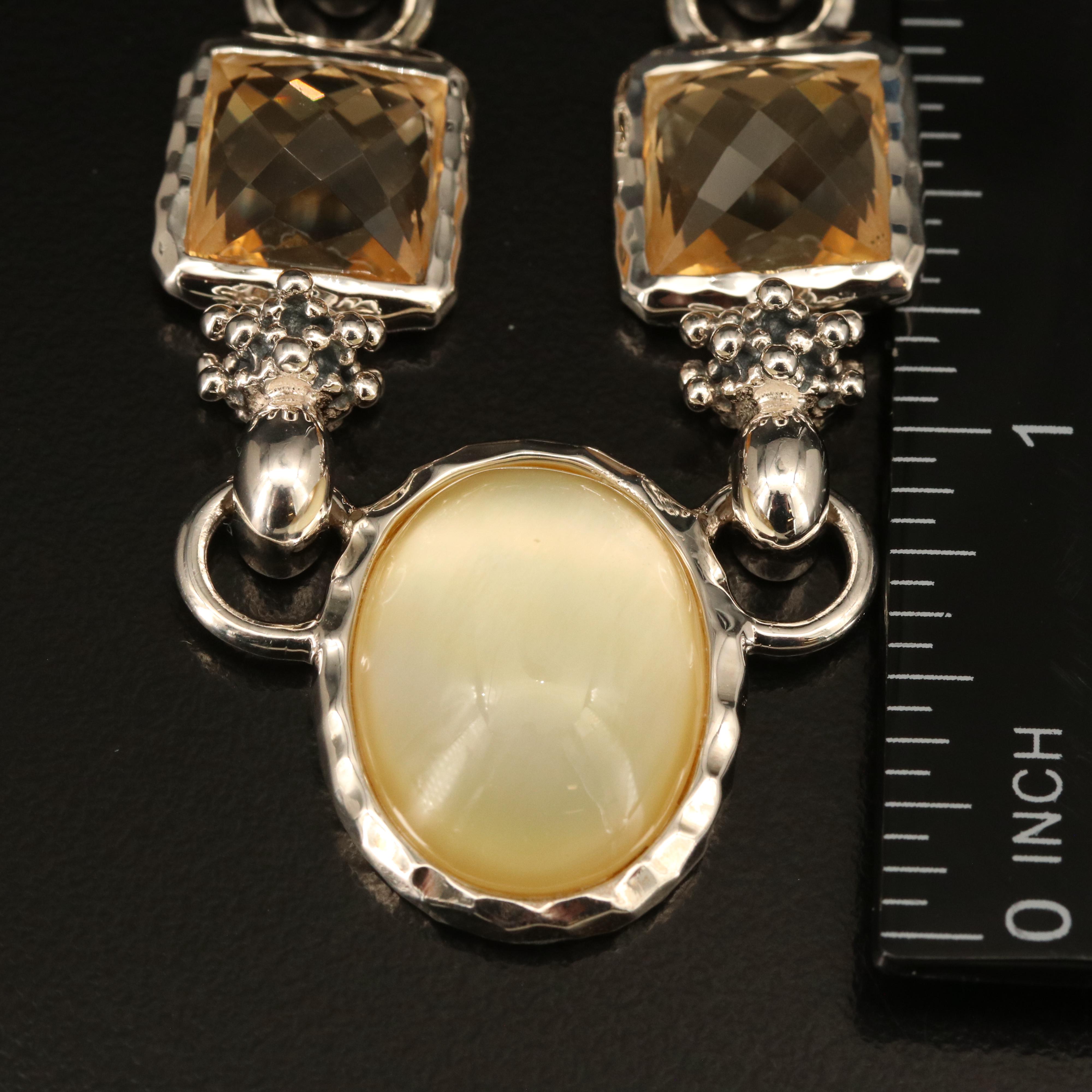 Michael Dawkins Sterling Quartz and Mother-of-Pearl Doublet Necklace