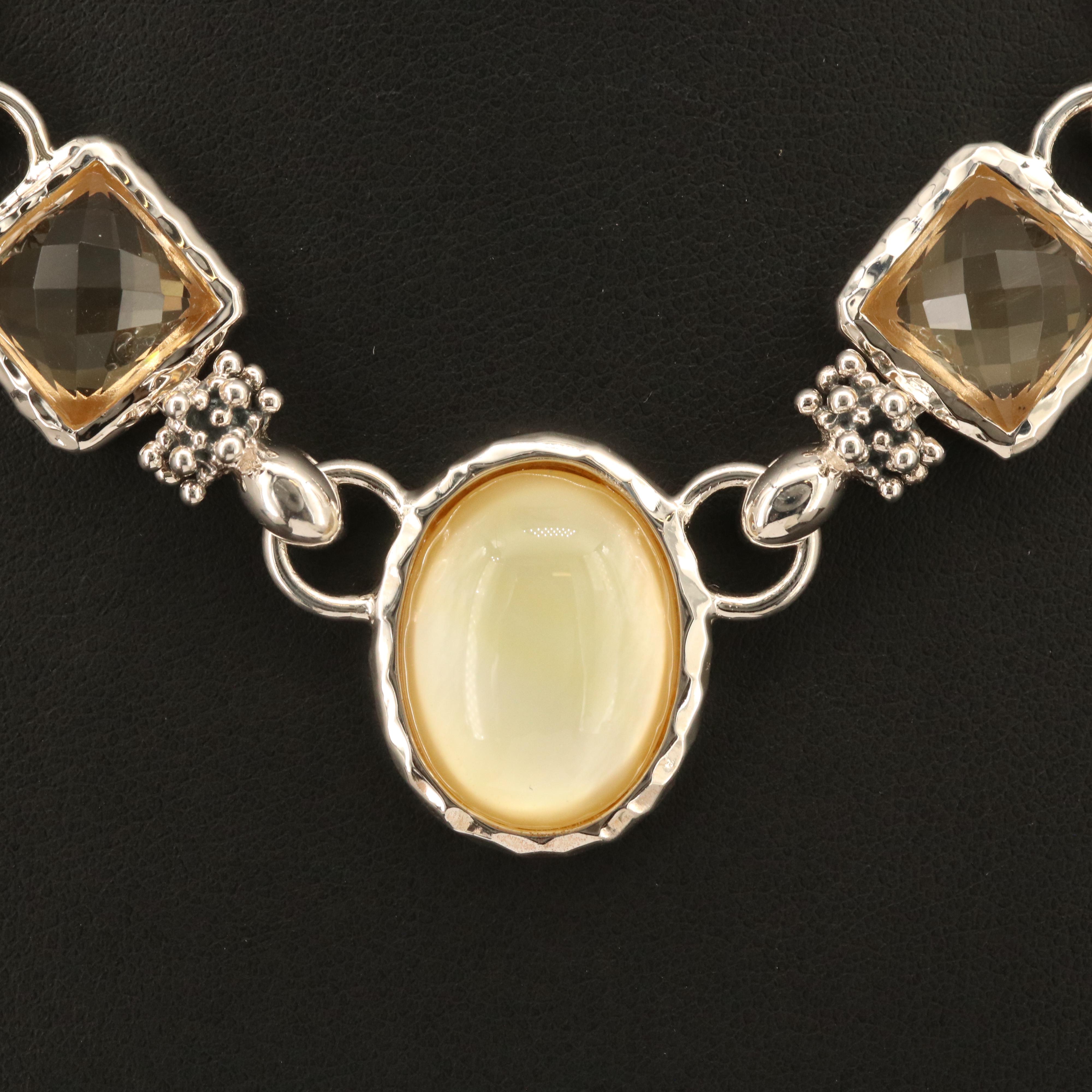 Michael Dawkins Sterling Quartz and Mother-of-Pearl Doublet Necklace