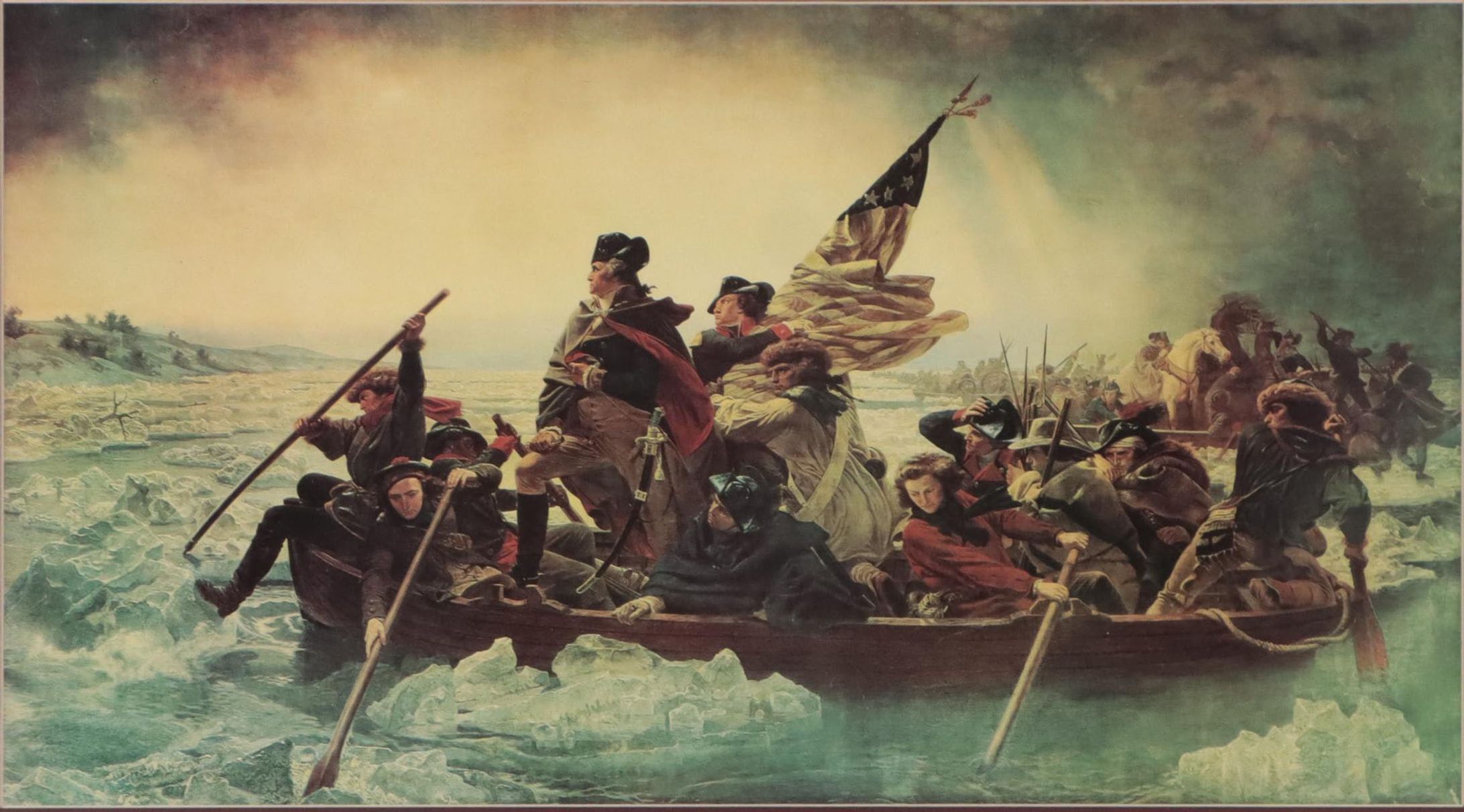 Offset Lithograph After Emanuel Leutzé "Washington Crossing the Delaware"