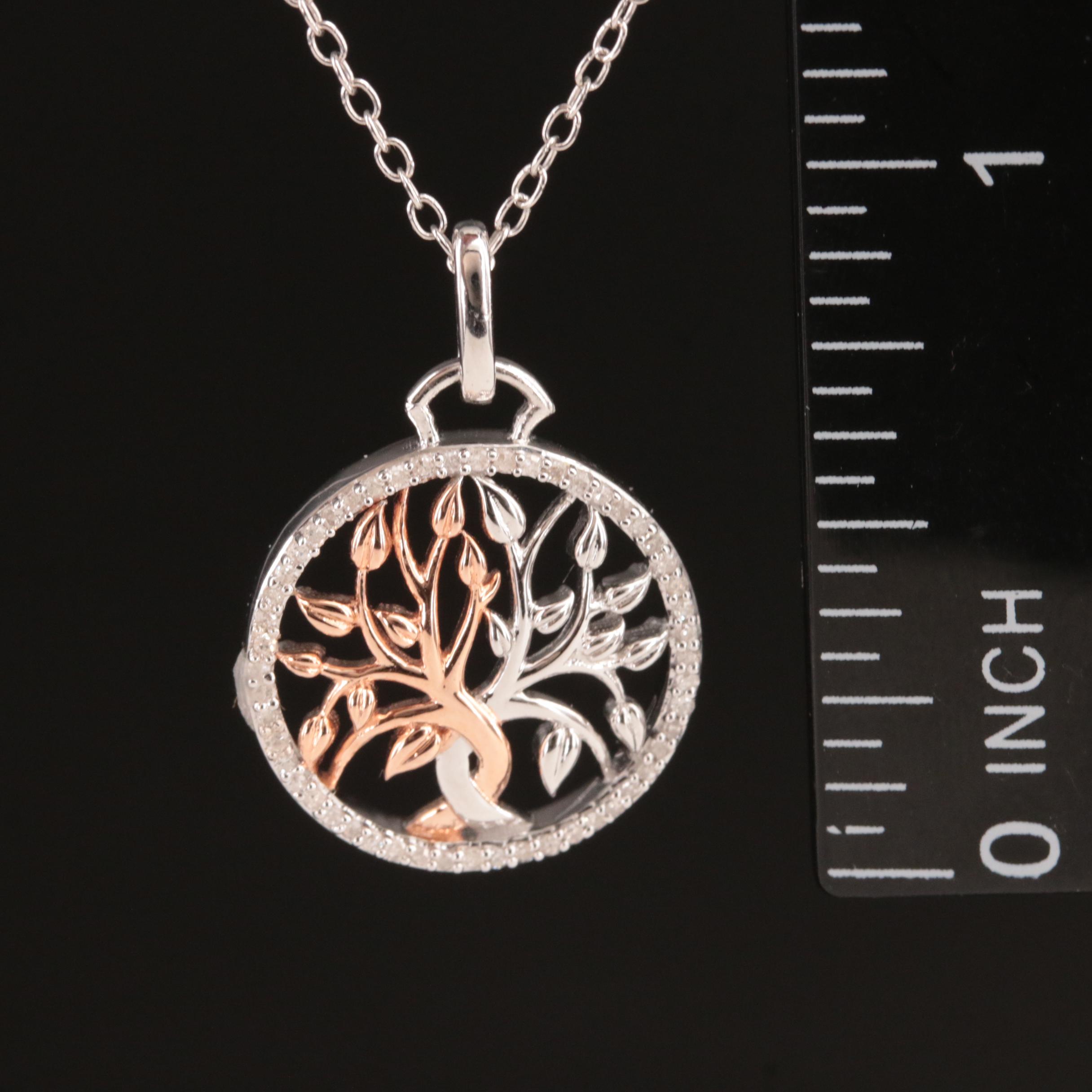Hallmark Sterling Diamond Tree of Life Pendant Necklace