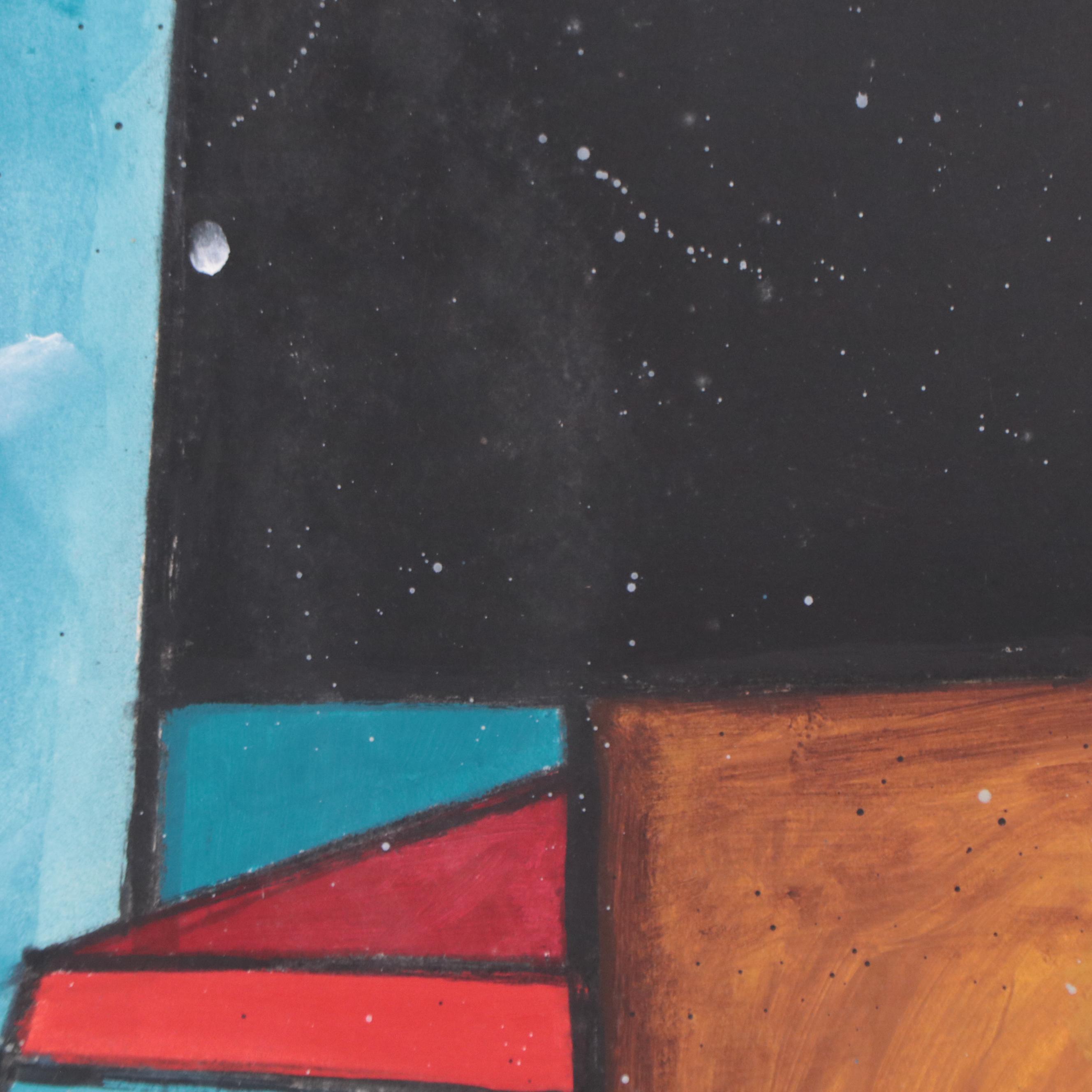 Italo Scanga Abstract Mixed Media Painting, 1988