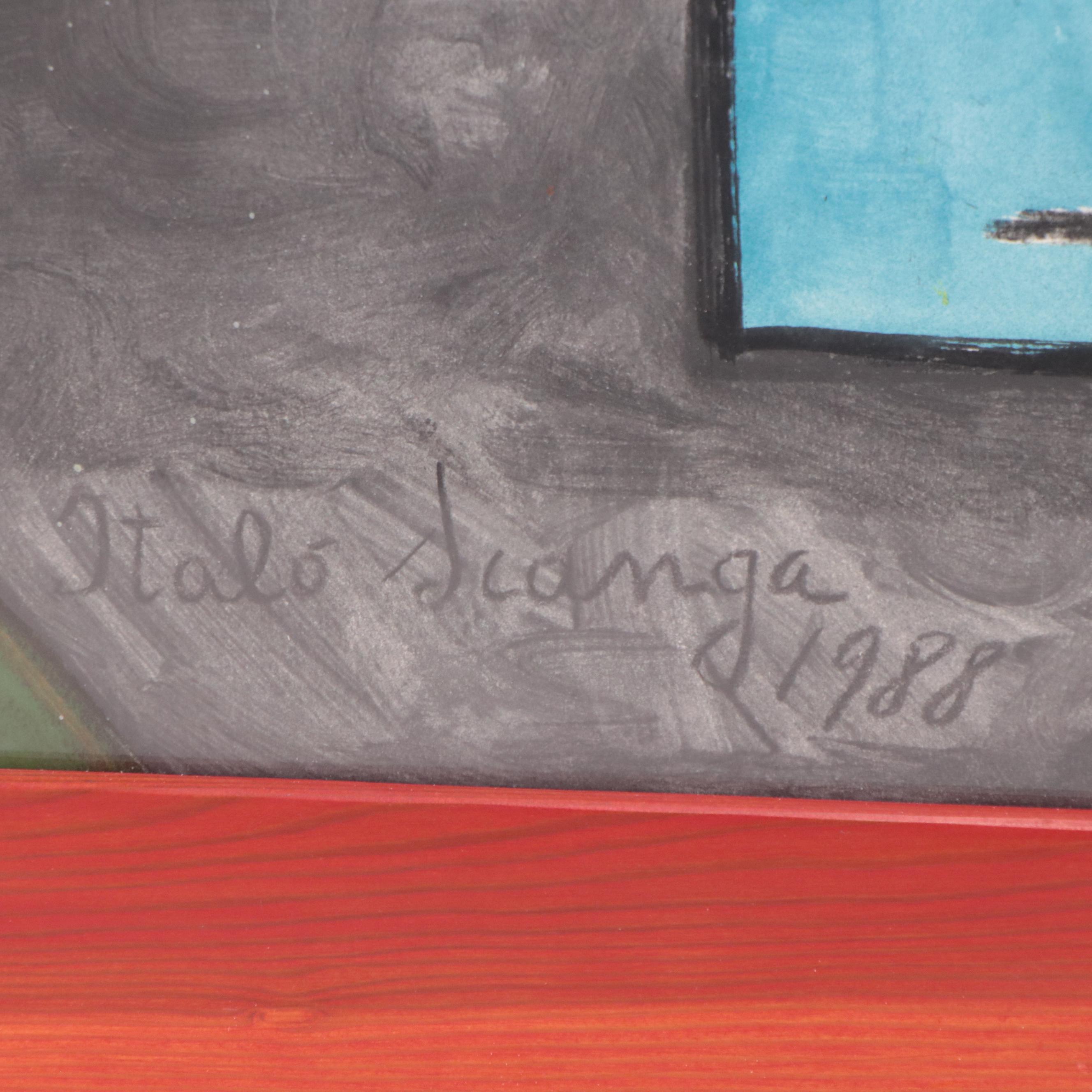 Italo Scanga Abstract Mixed Media Painting, 1988