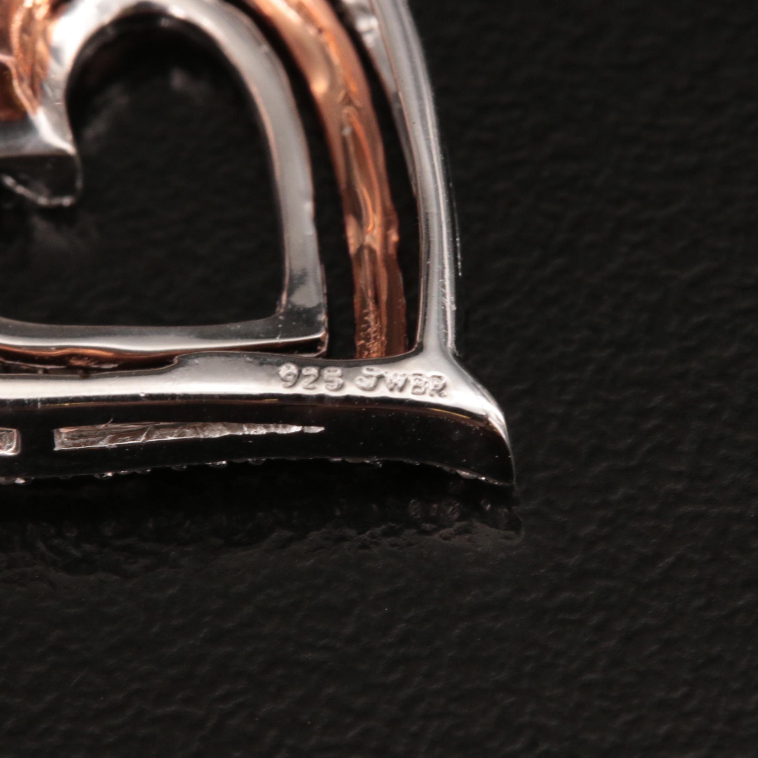 Sterling Diamond Heart Pendant Necklace