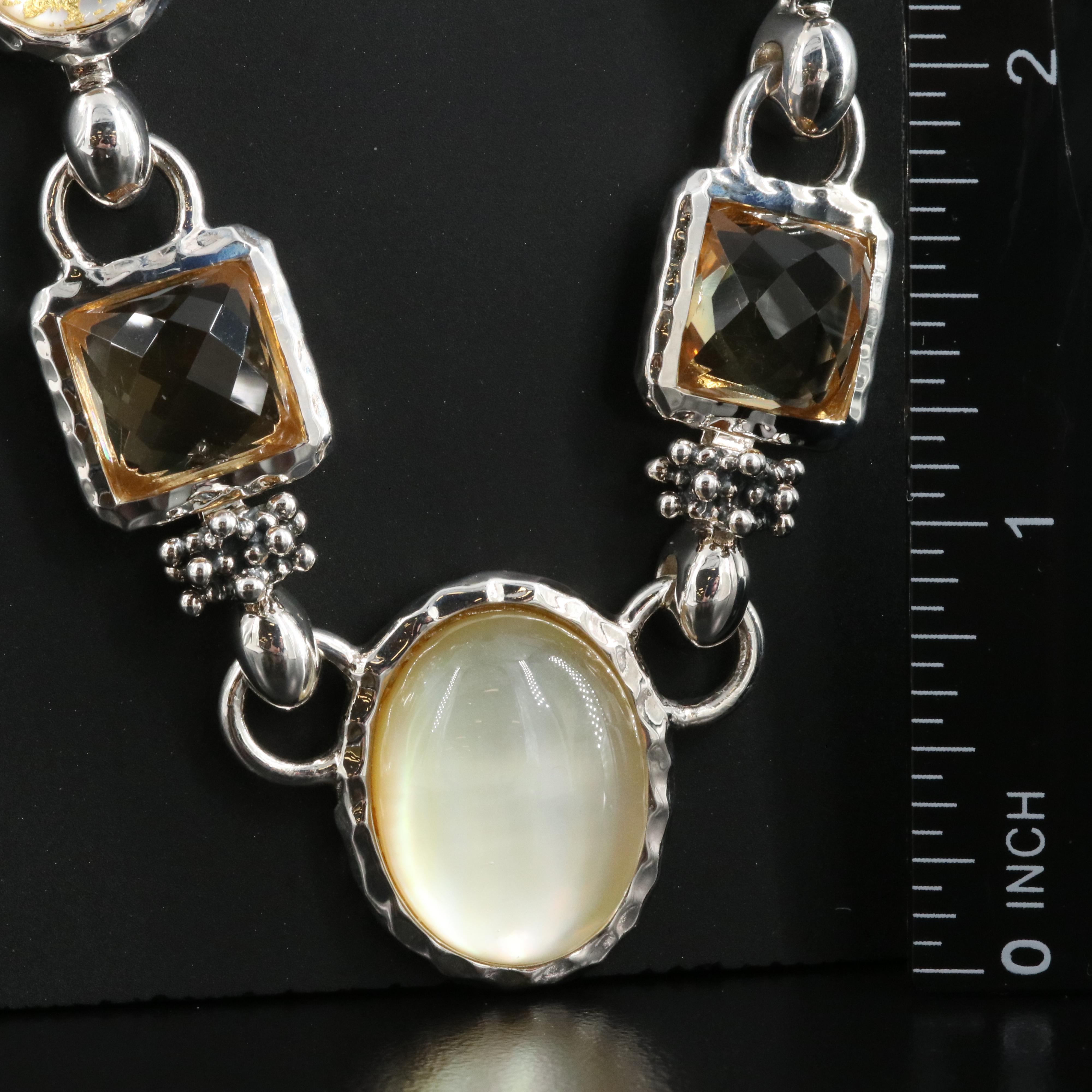 Michael Dawkins Sterling Necklace Including Quartz Mother-of-Pearl Doublet
