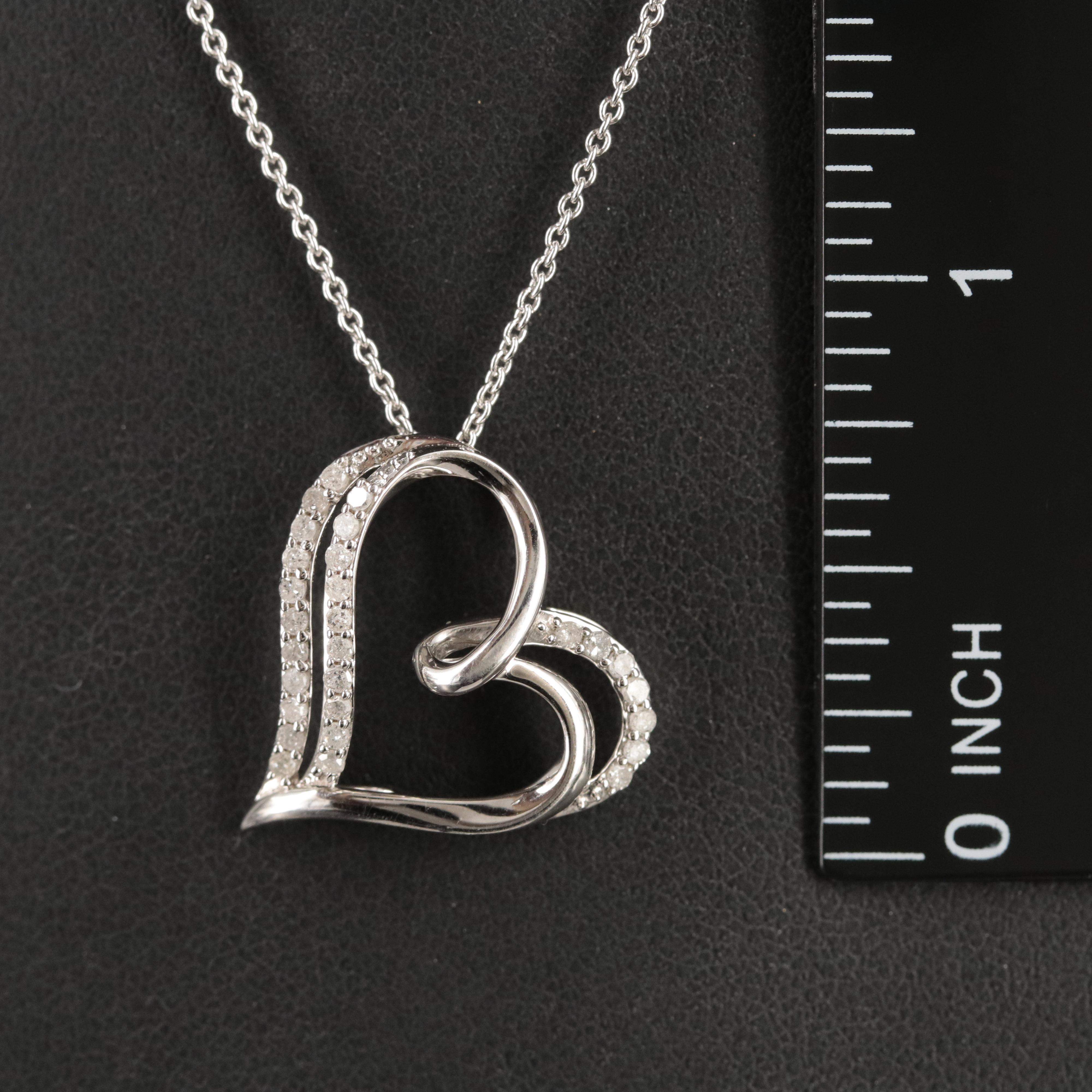 Sterling Diamond Double Heart Necklace