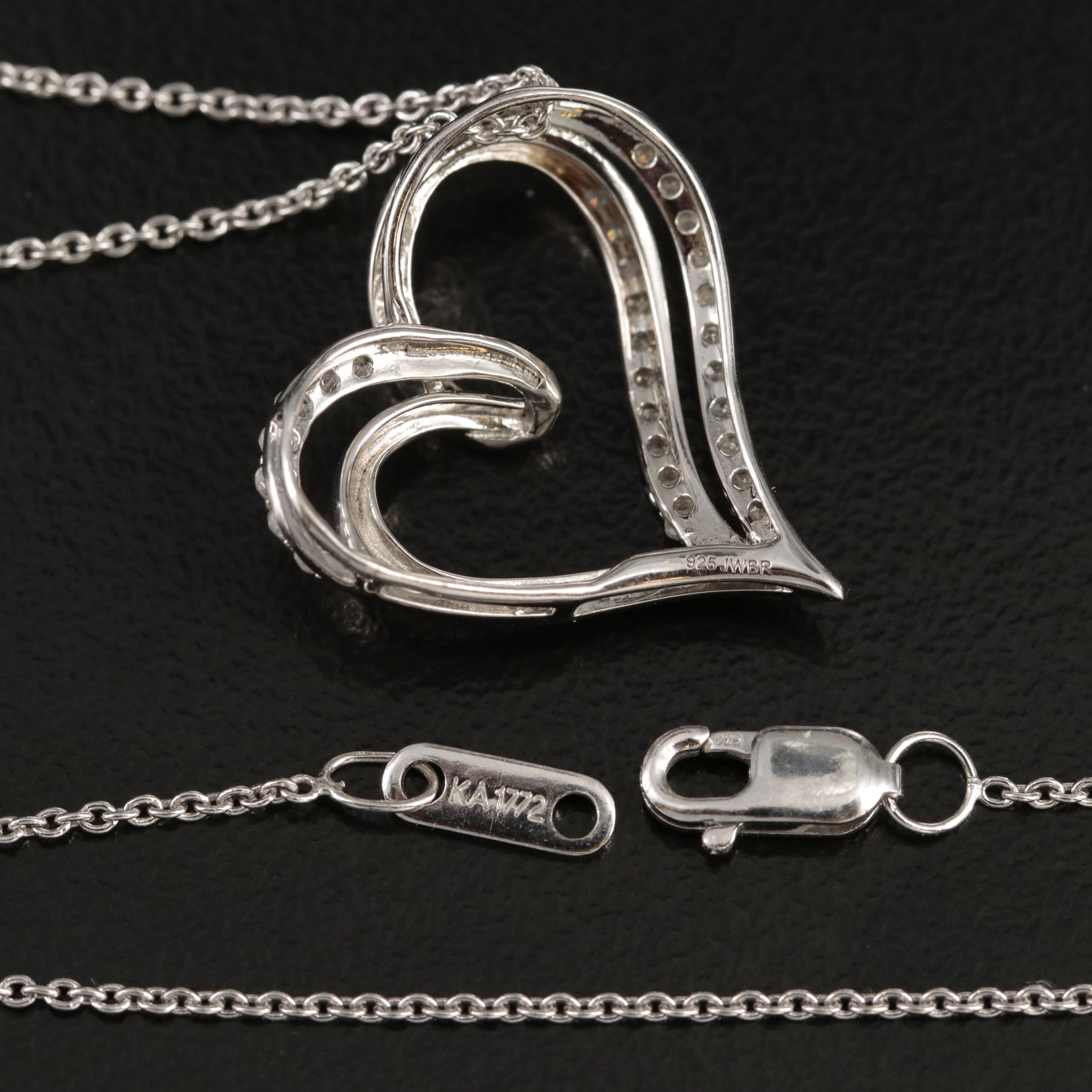 Sterling Diamond Double Heart Necklace