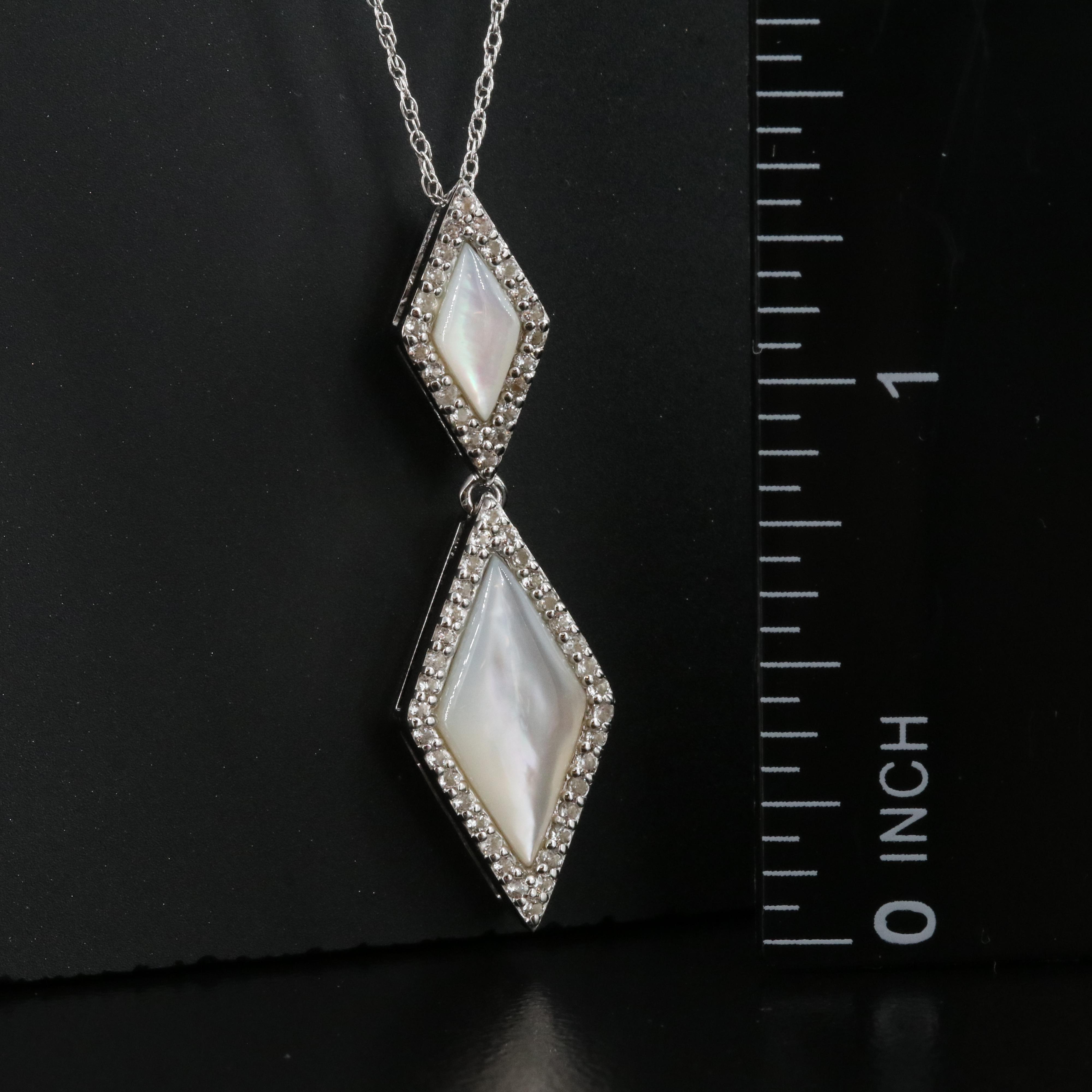 Sterling Mother-of-Pearl and Topaz Pendant Necklace