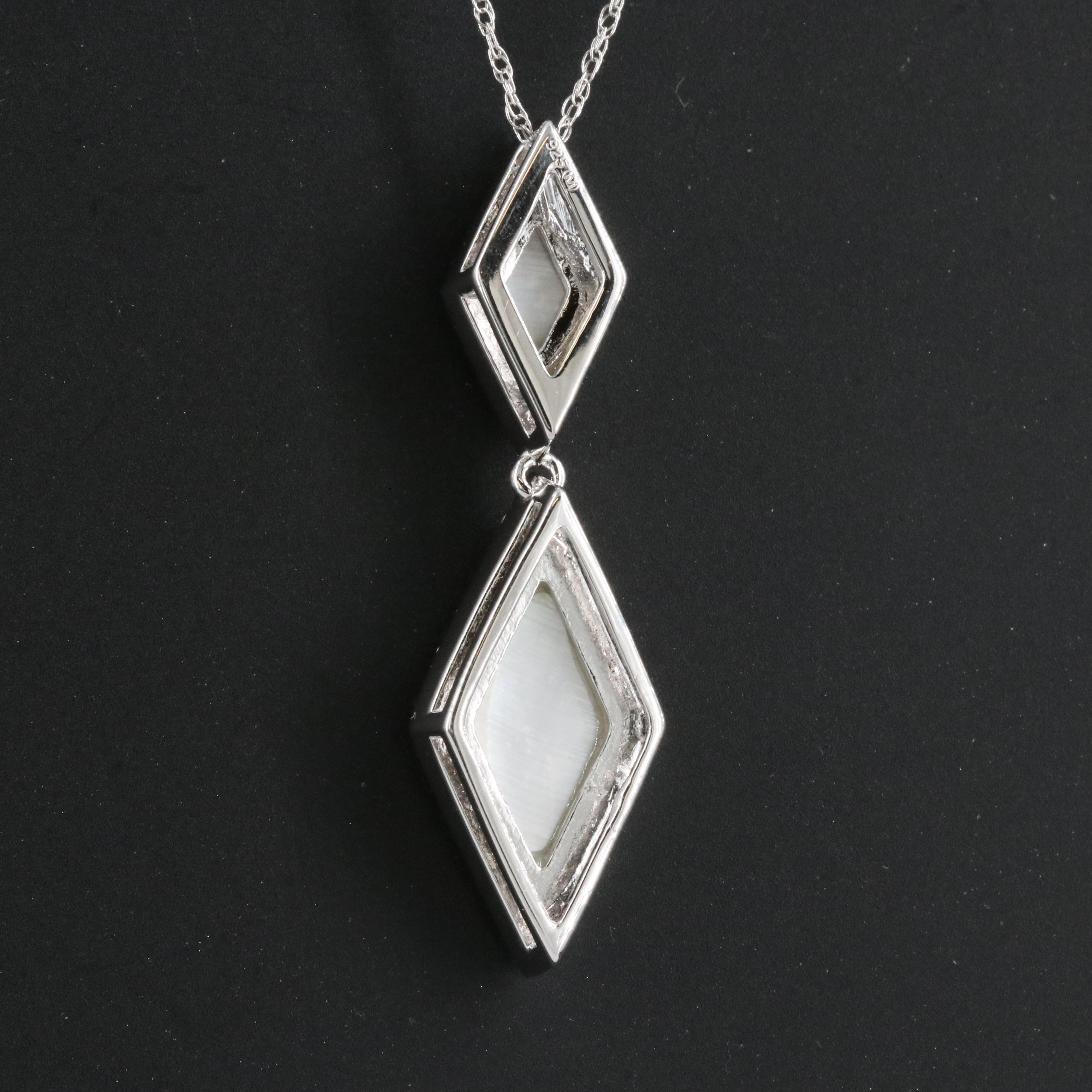 Sterling Mother-of-Pearl and Topaz Pendant Necklace
