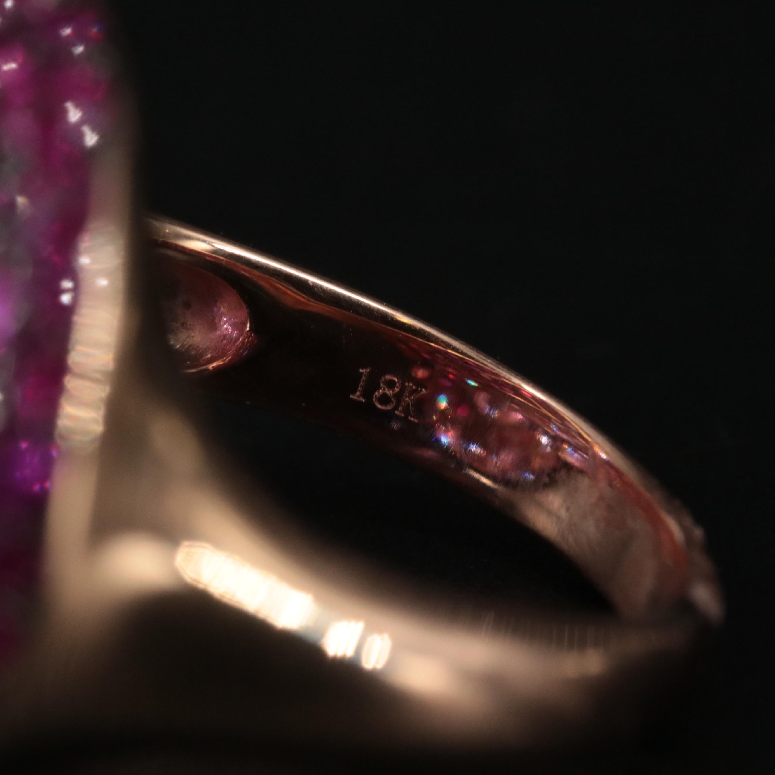 18K Rose Gold Pink Sapphire, Ruby, and Diamond Ring