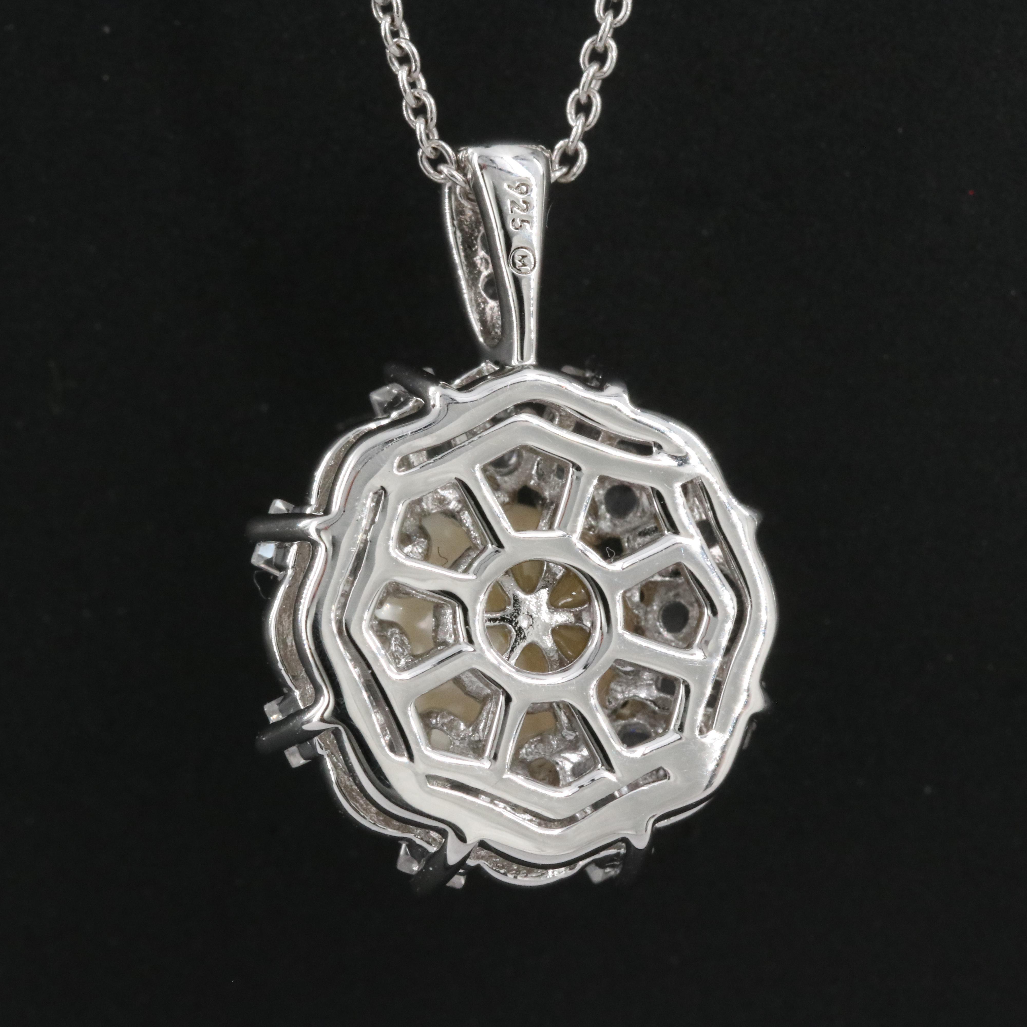 Sterling Pearl and Sapphire Pendant Necklace