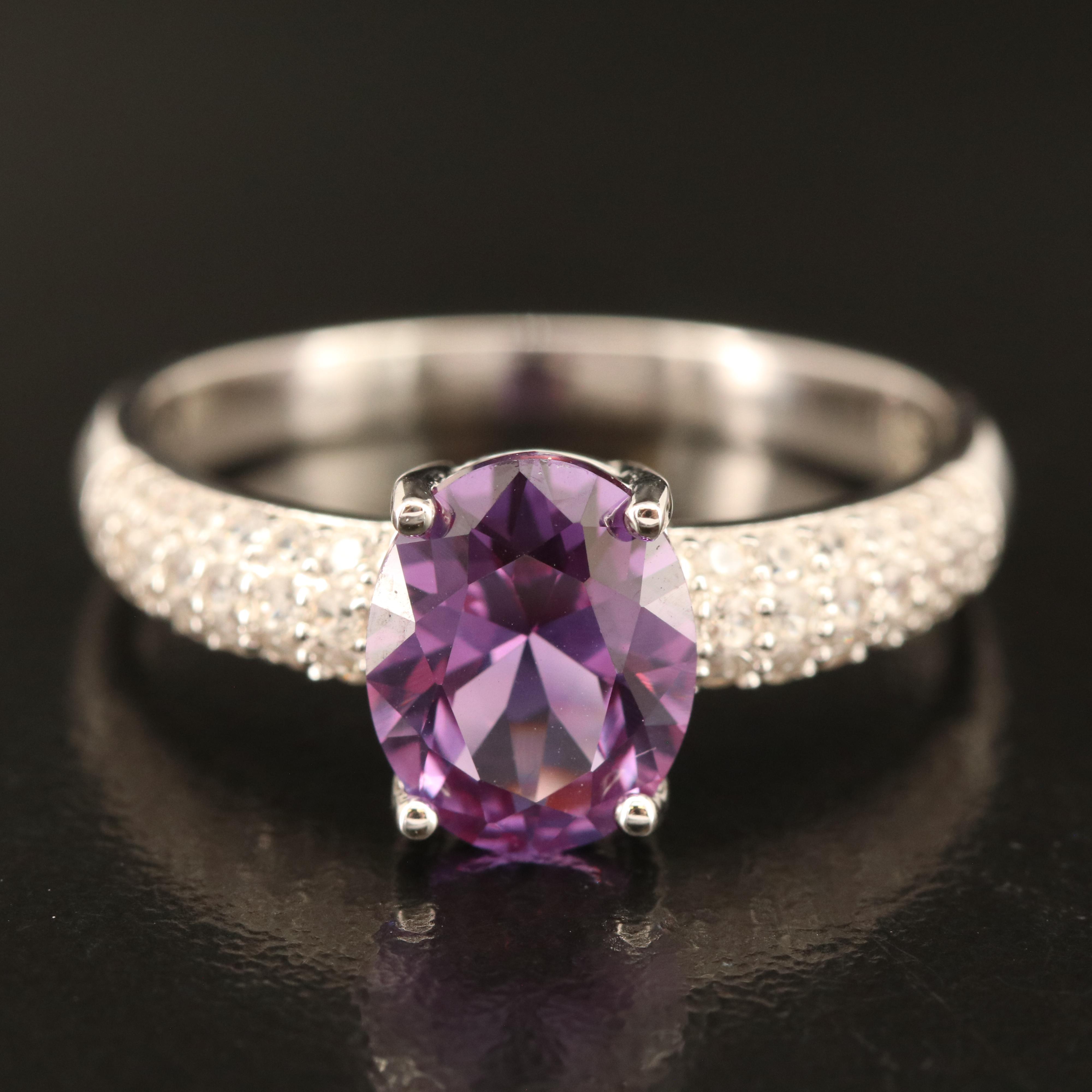 Sterling Sapphire and Zircon Ring