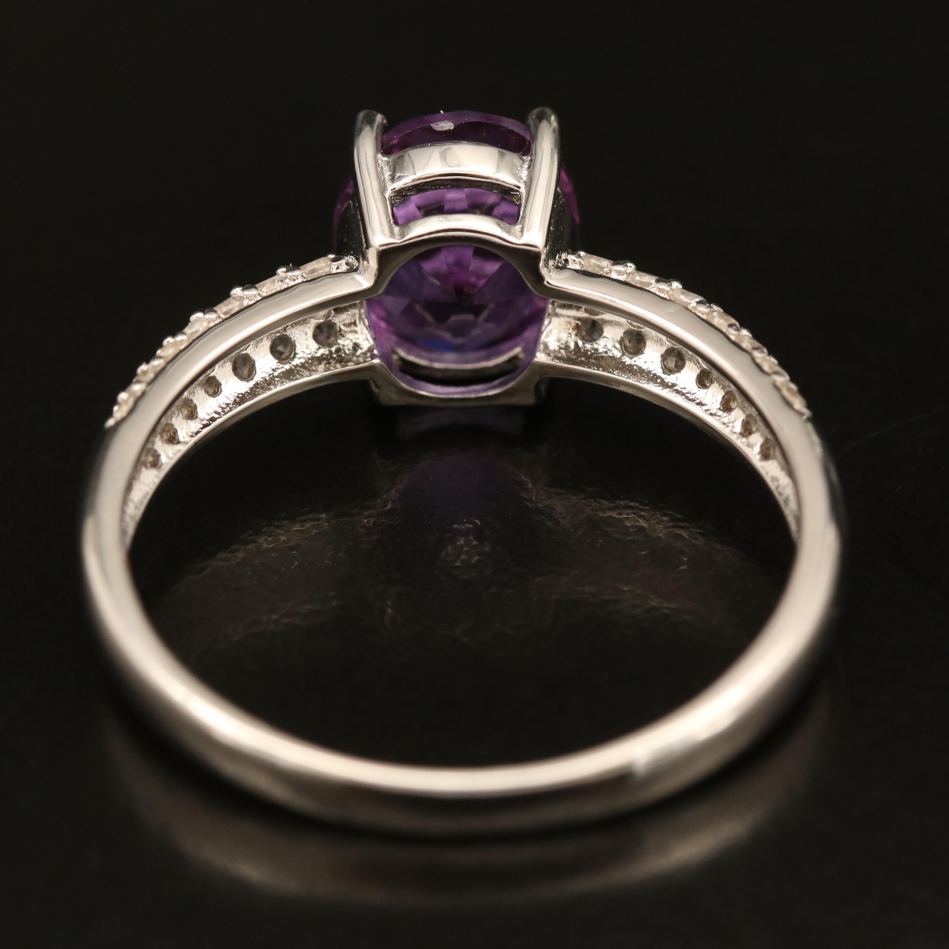 Sterling Sapphire and Zircon Ring