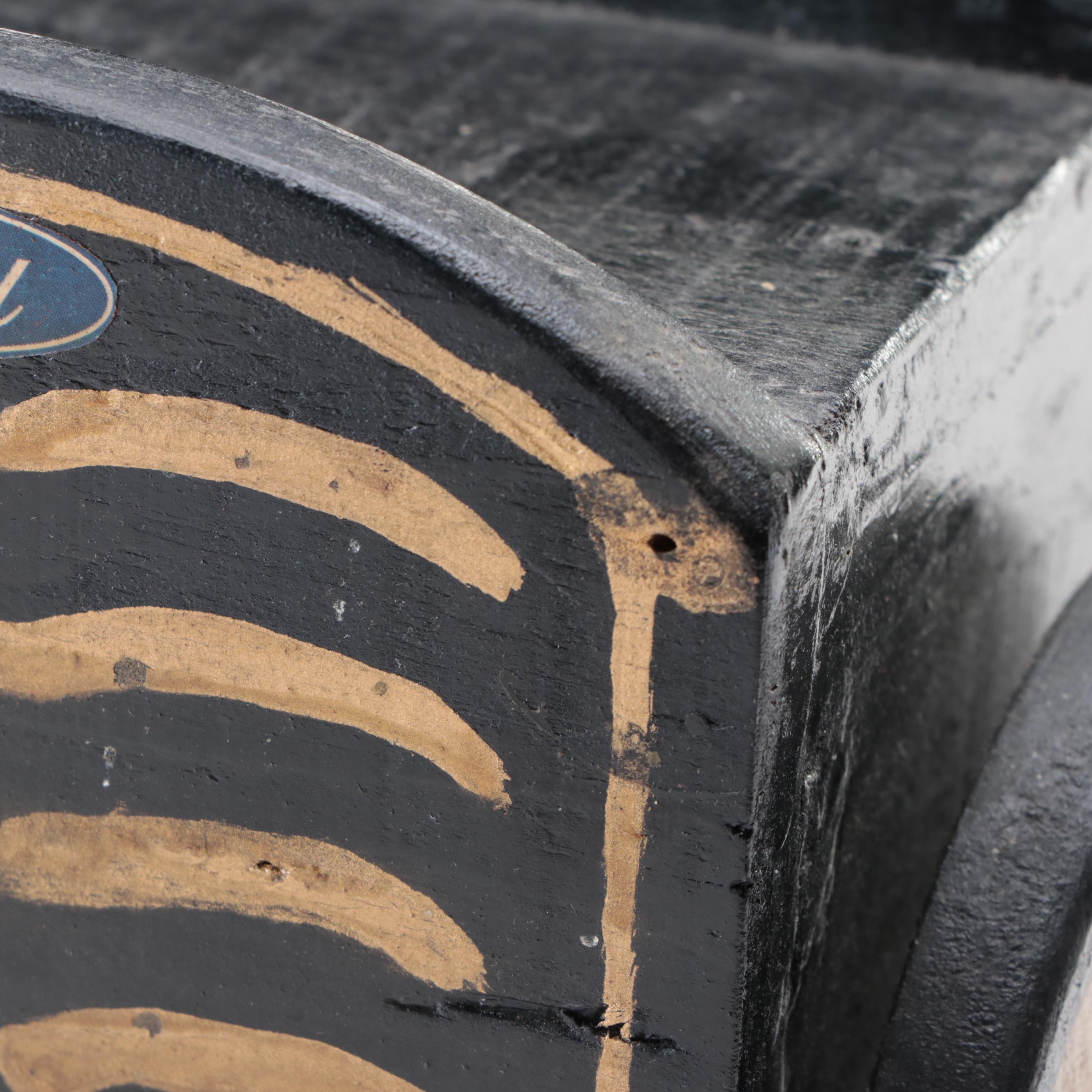 Hand-Crafted Wooden Toy Ford Truck with Letter Blocks, Early to Mid-20th Century