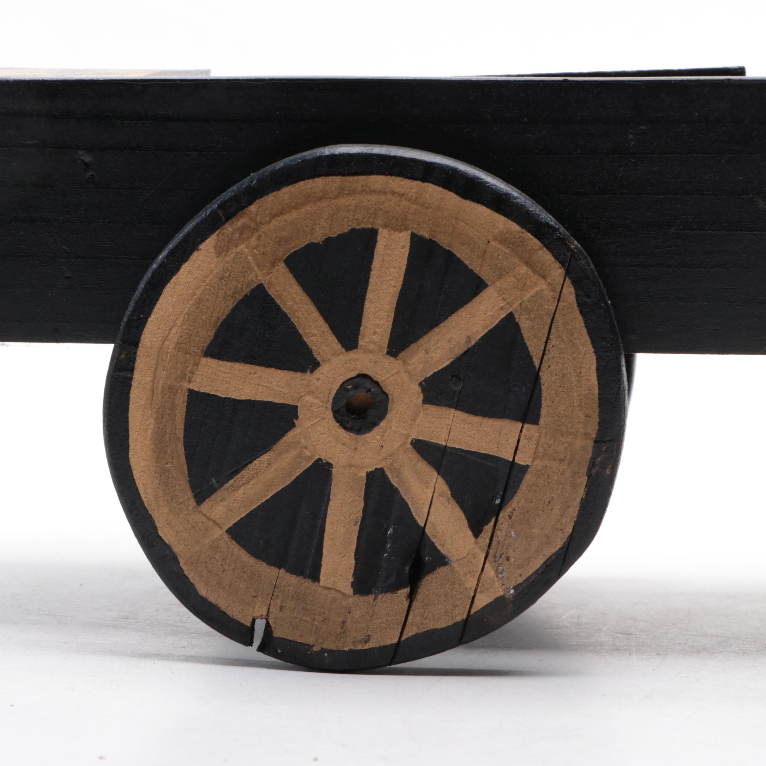 Hand-Crafted Wooden Toy Ford Truck with Letter Blocks, Early to Mid-20th Century