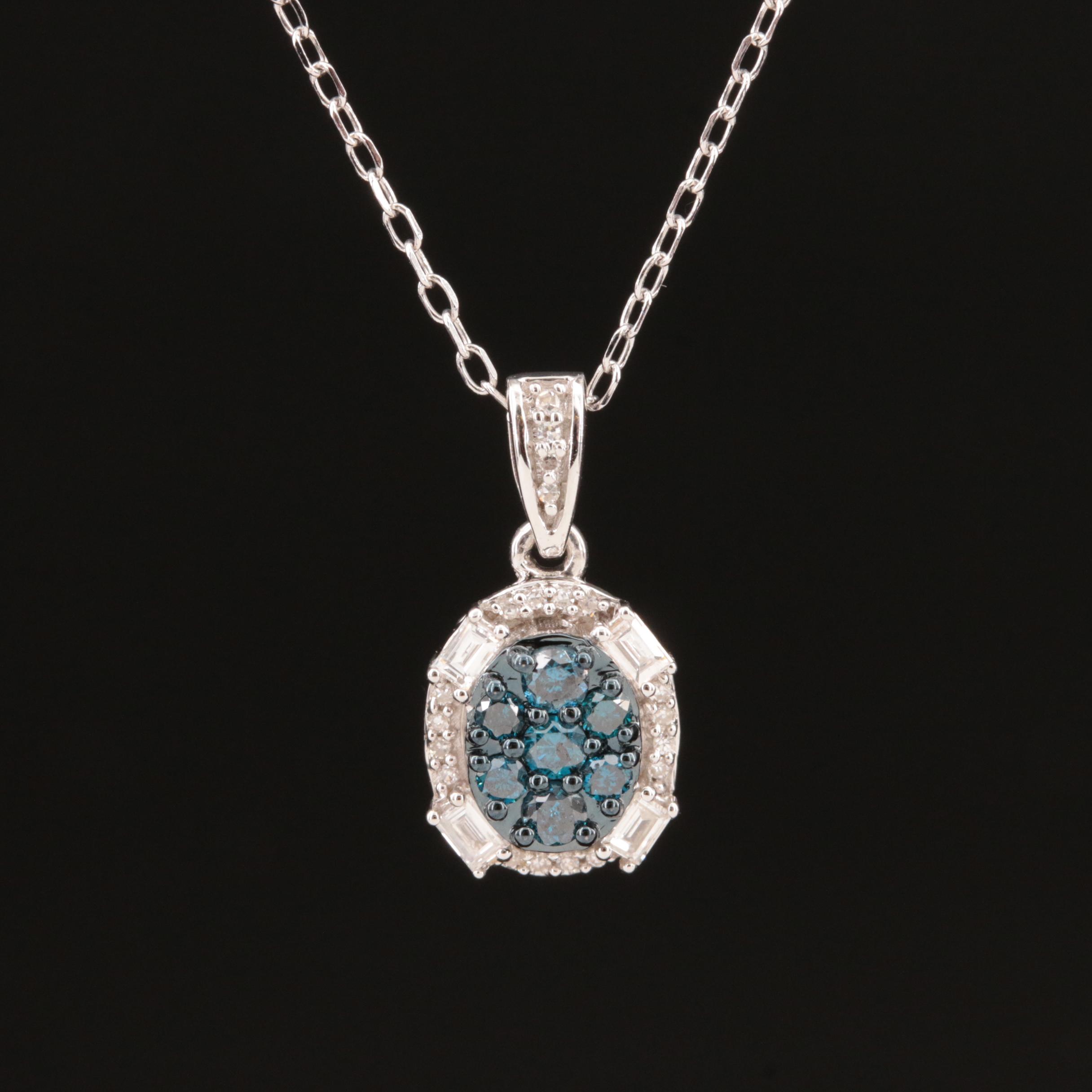 Sterling Diamond Pendant Necklace