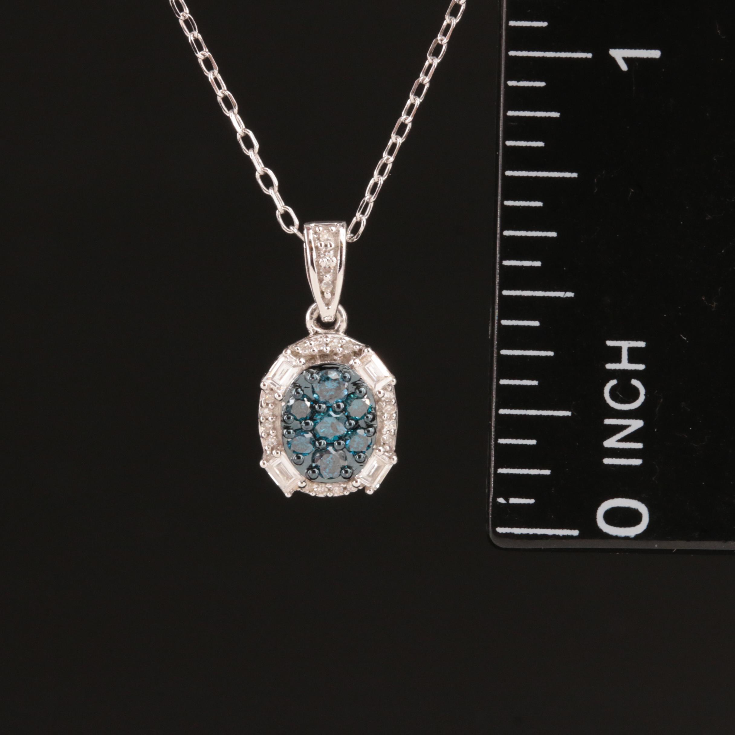 Sterling Diamond Pendant Necklace