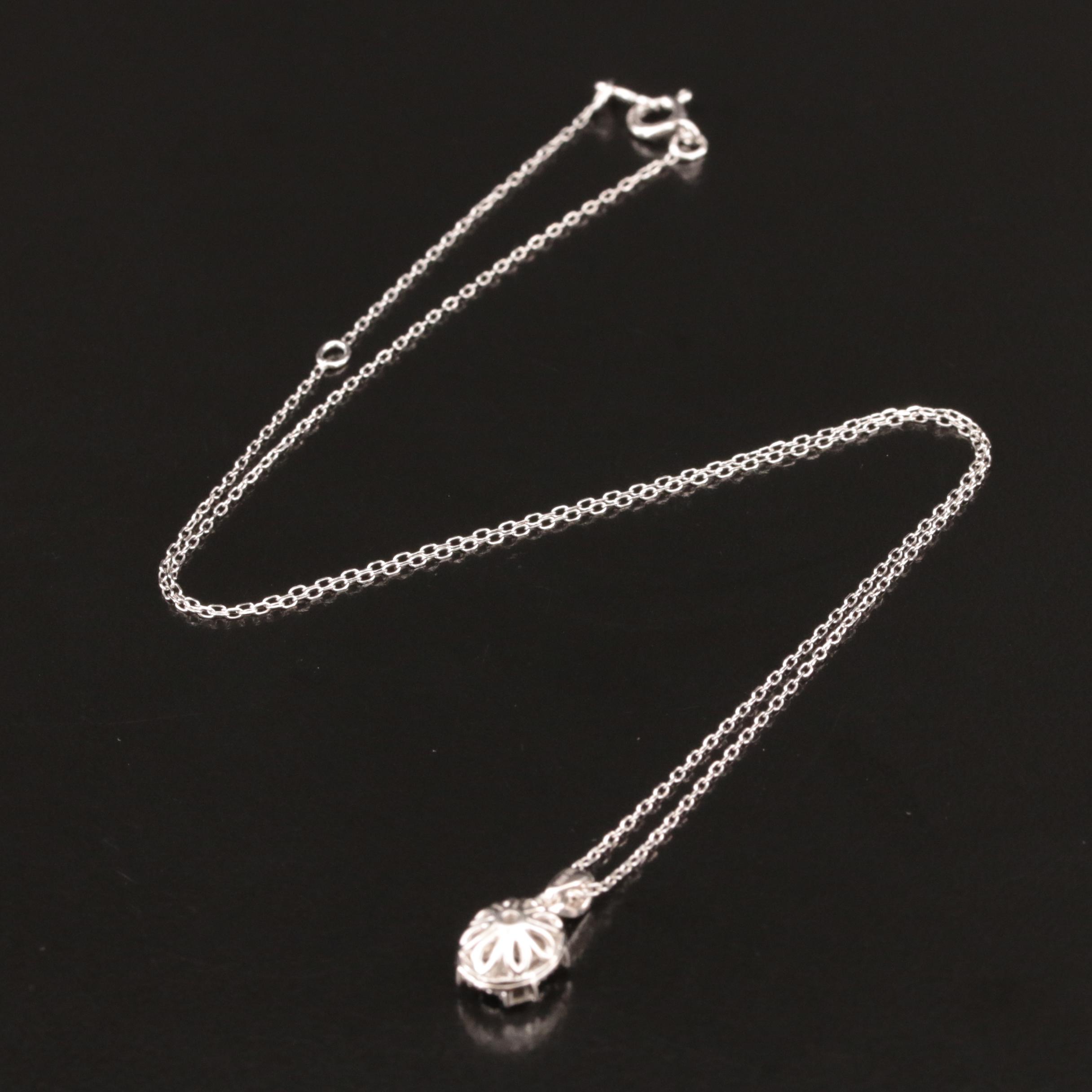 Sterling Diamond Pendant Necklace