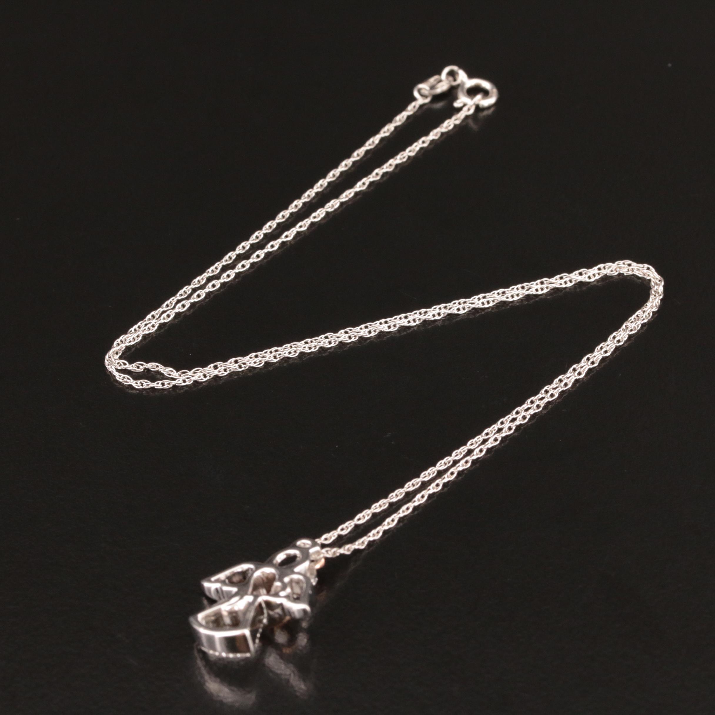 Sterling Diamond Angel Pendant Necklace