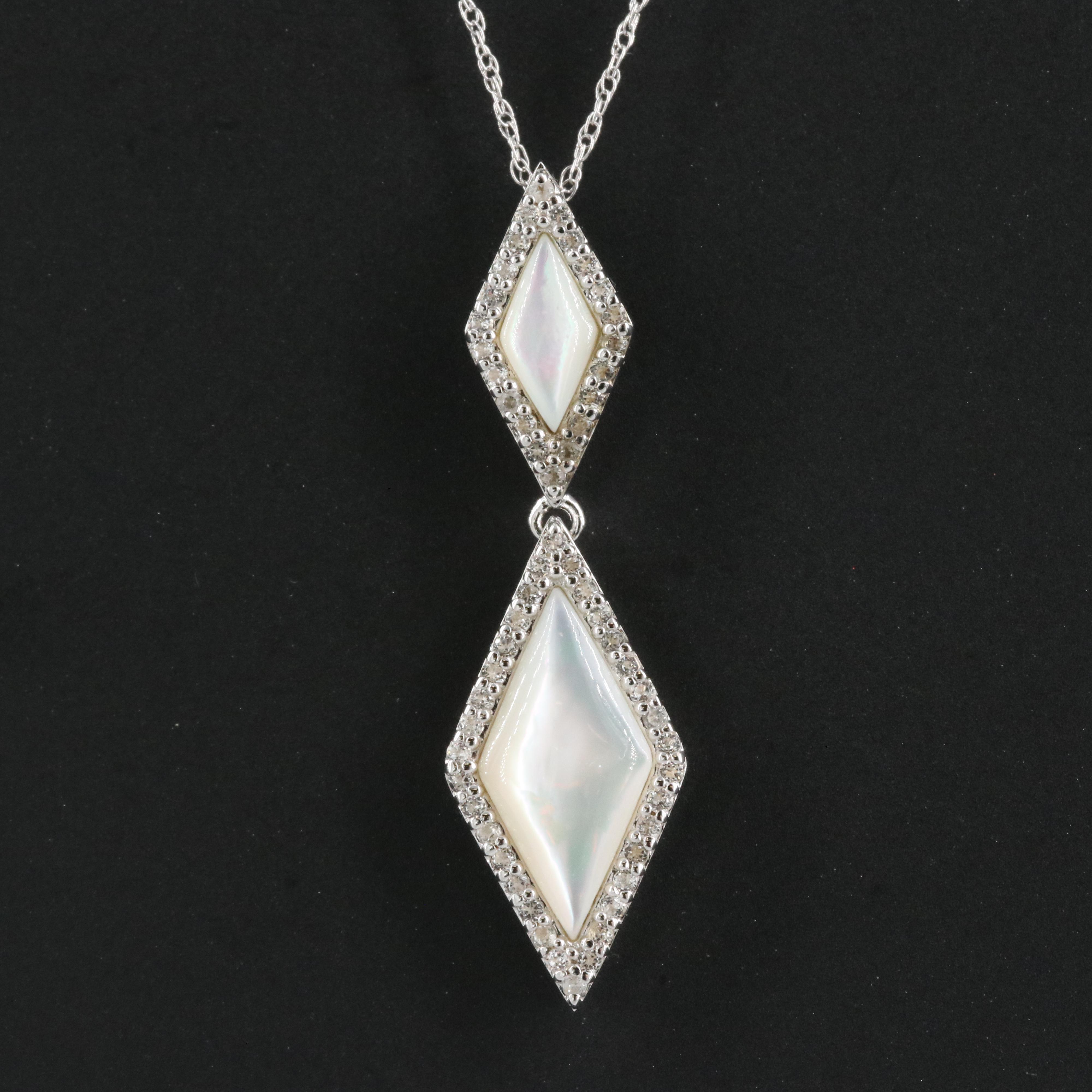 Sterling Mother-of-Pearl and Topaz Pendant Necklace