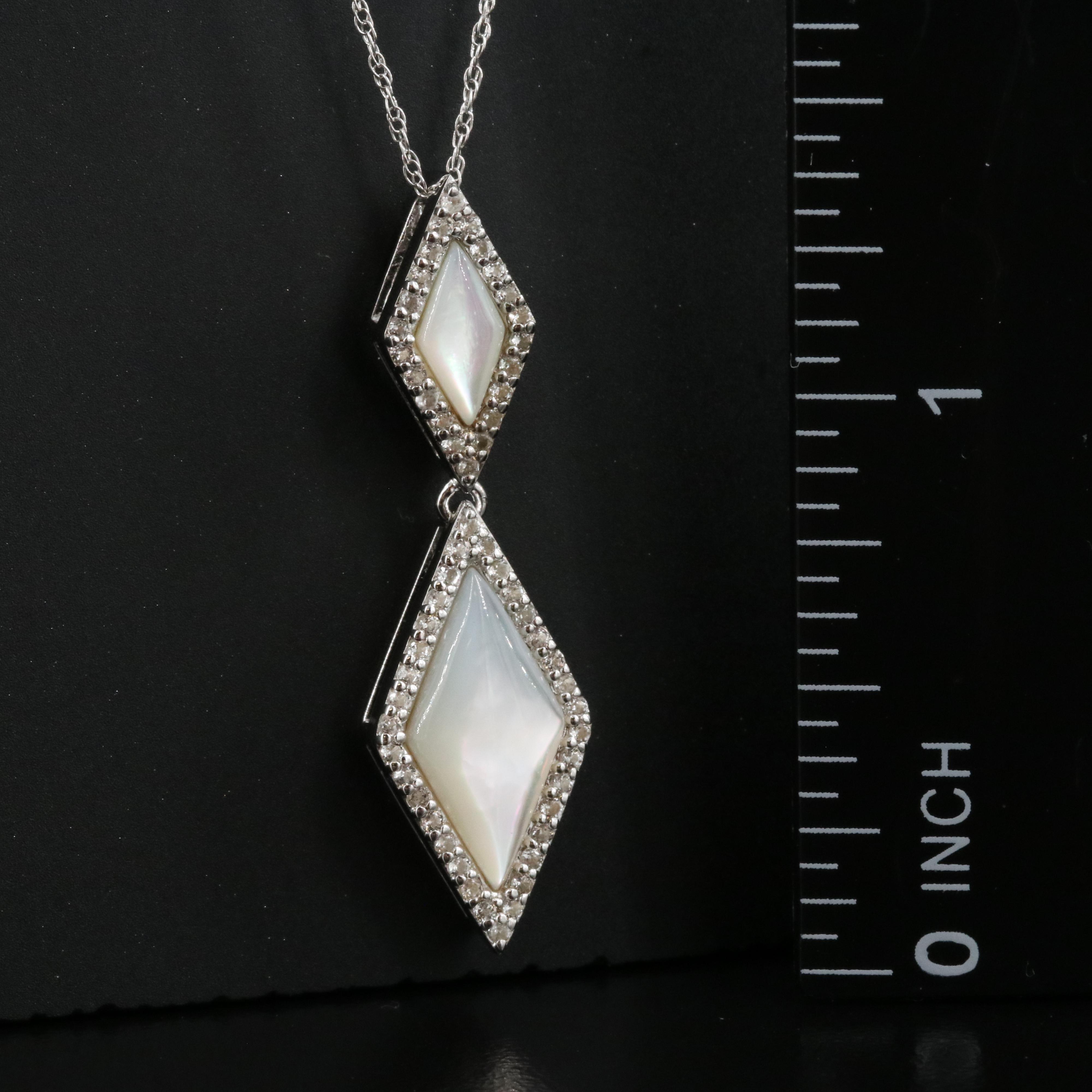 Sterling Mother-of-Pearl and Topaz Pendant Necklace