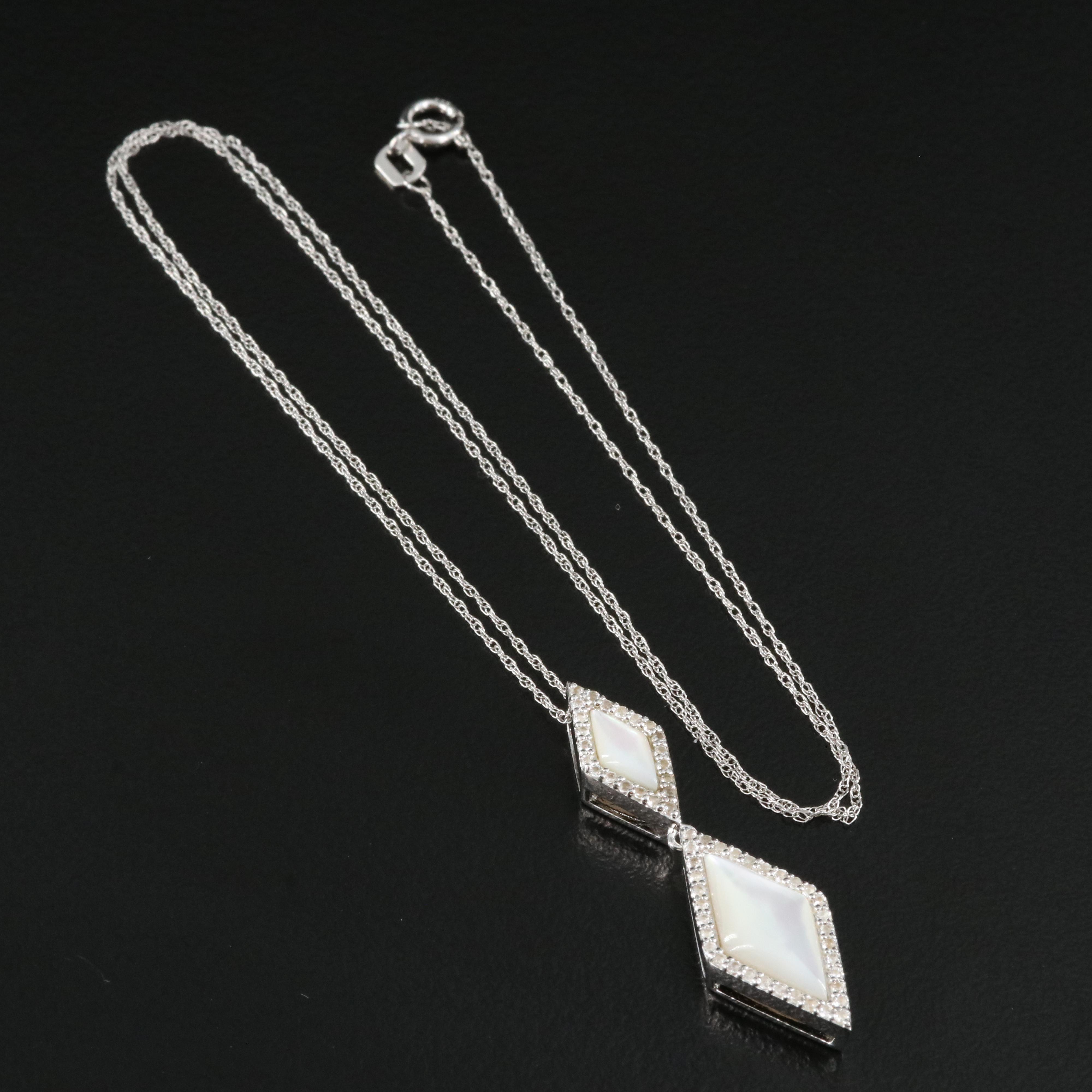 Sterling Mother-of-Pearl and Topaz Pendant Necklace
