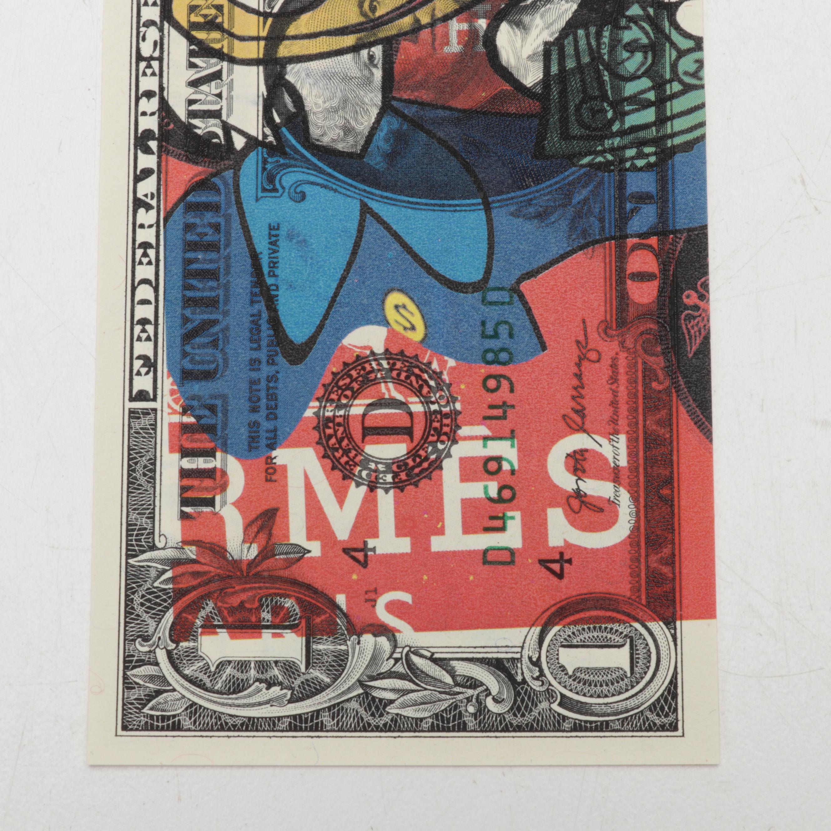 Death NYC Graphic Print on Bank Note Featuring Scrooge McDuck, 2022