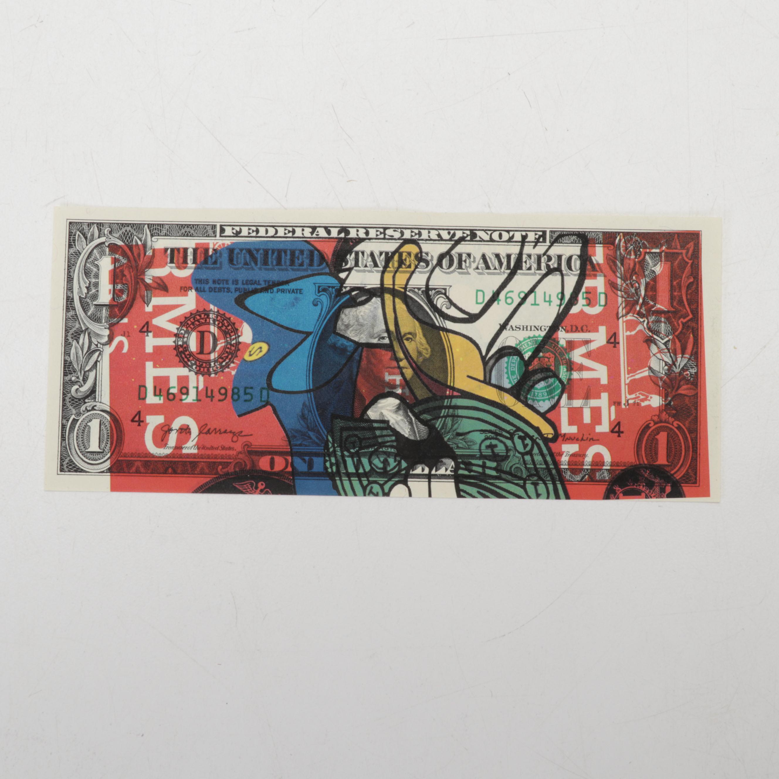 Death NYC Graphic Print on Bank Note Featuring Scrooge McDuck, 2022