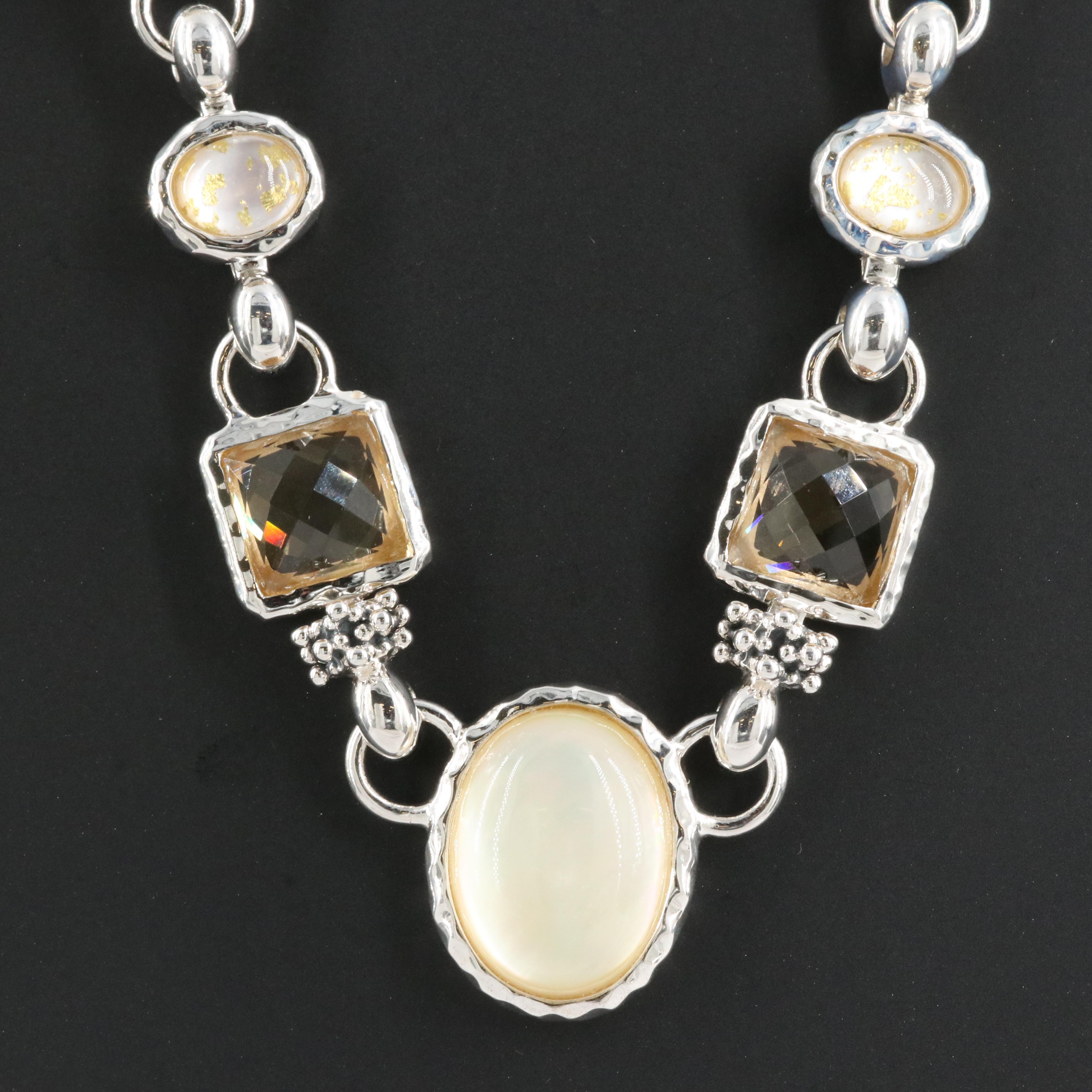 Michael Dawkins Sterling Quartz and Mother-of-Pearl Necklace