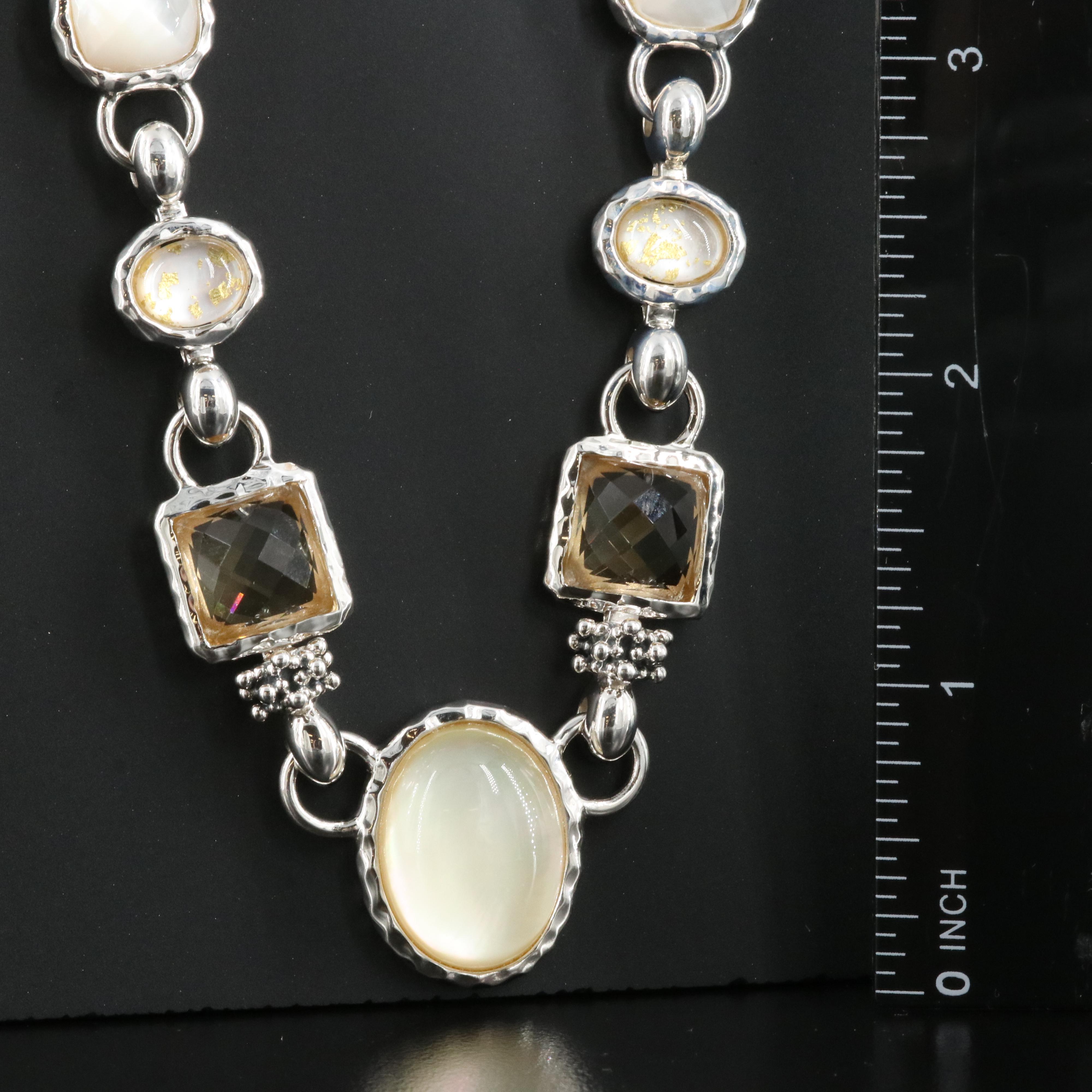Michael Dawkins Sterling Quartz and Mother-of-Pearl Necklace