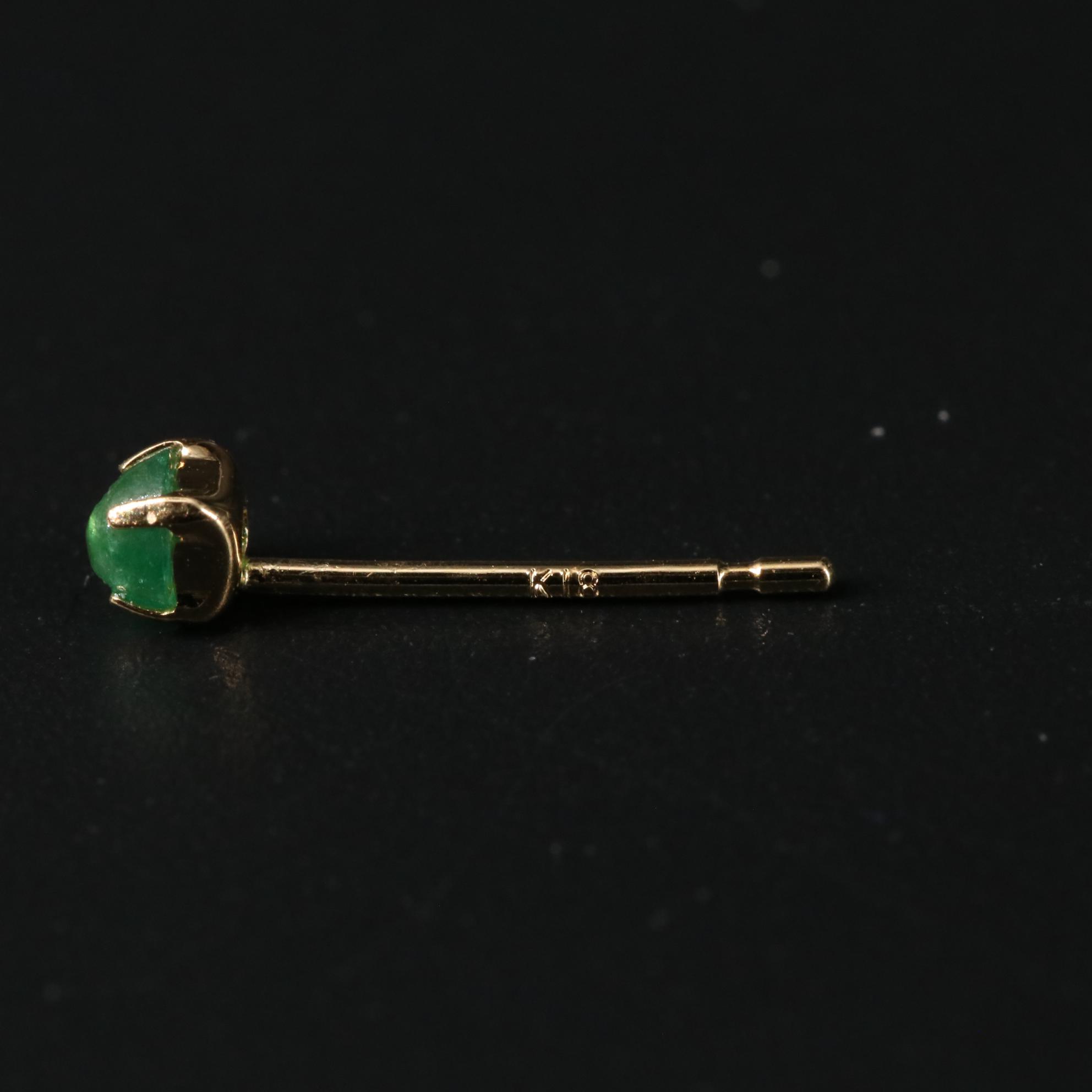 18K 0.10 CTW Emerald Earrings