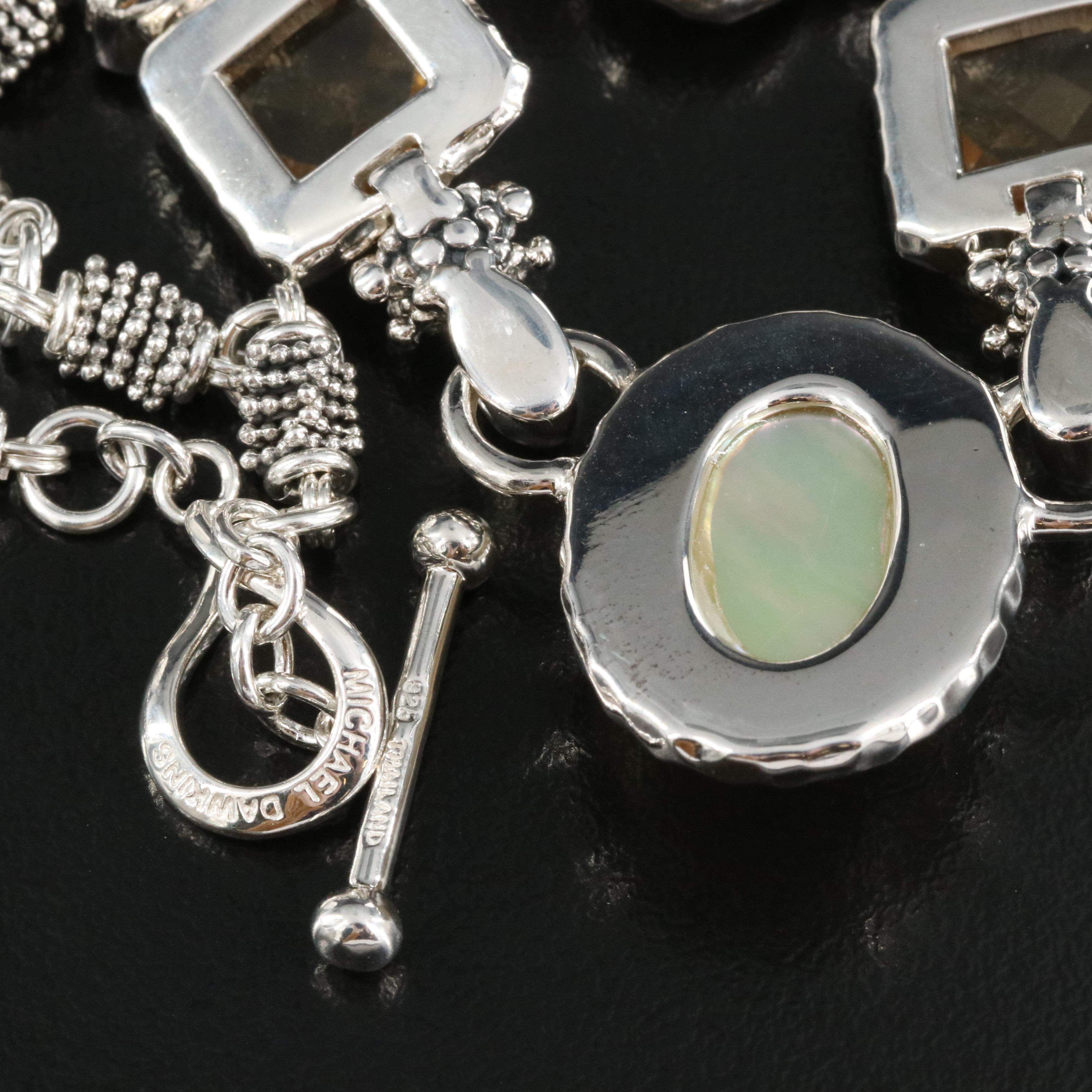 Michael Dawkins Sterling Quartz and Mother-of-Pearl Necklace