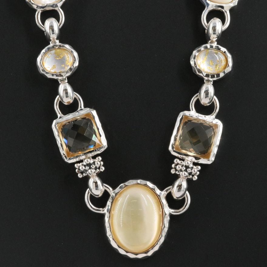 Michael Dawkins Sterling Quartz and Mother-of-Pearl Necklace