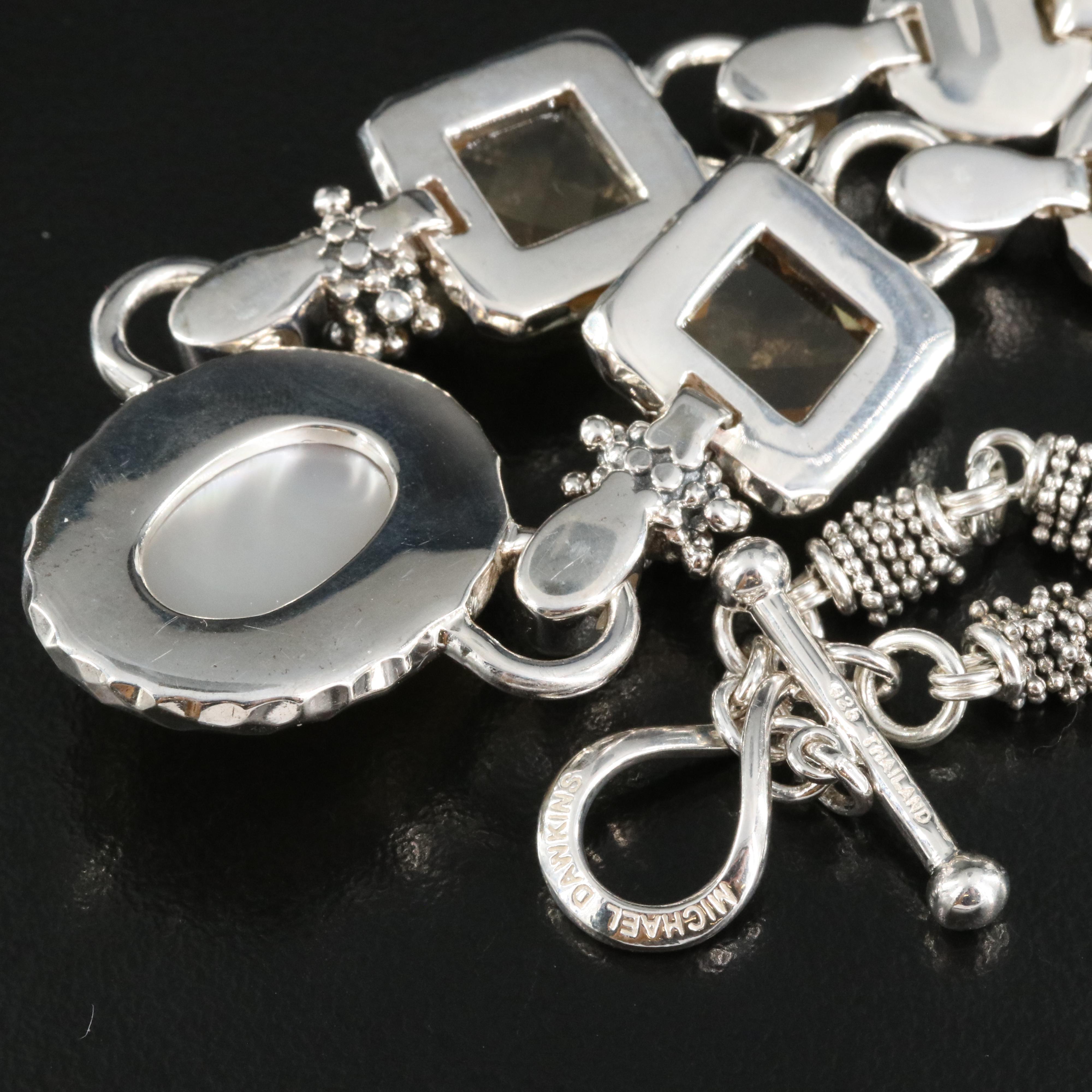 Michael Dawkins Sterling Quartz and Mother-of-Pearl Necklace