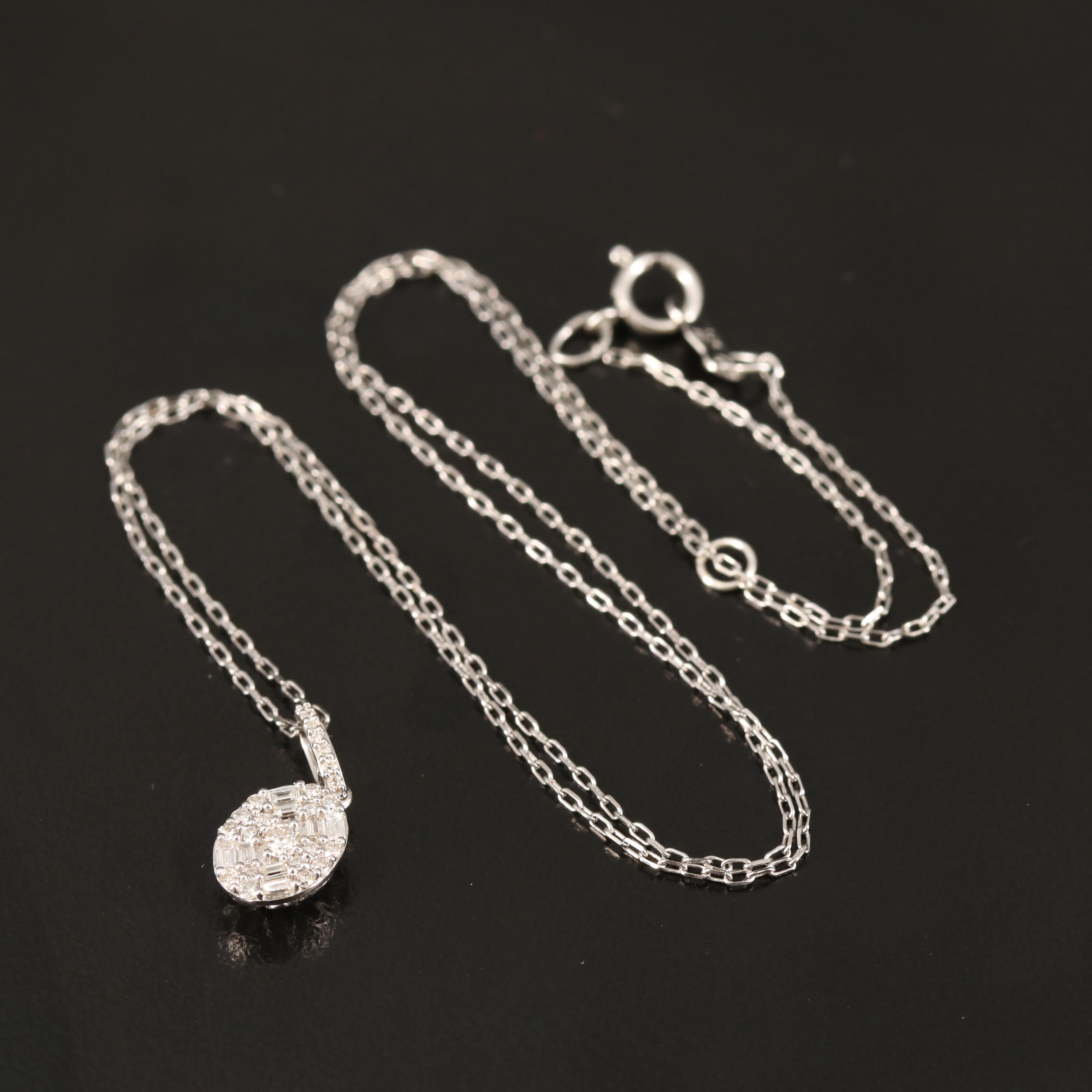 Sterling Diamond Cluster Pendant Necklace