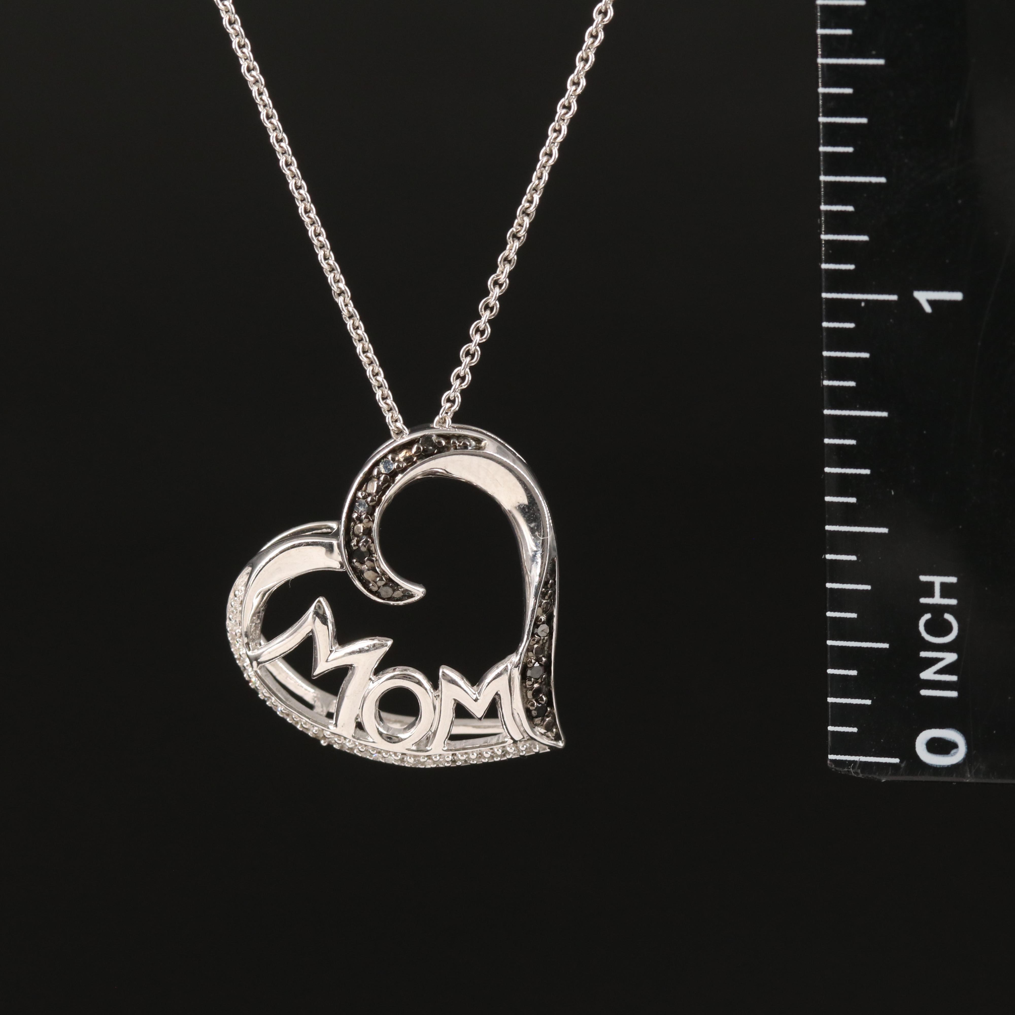 Sterling Diamond 'MOM' Heart Necklace
