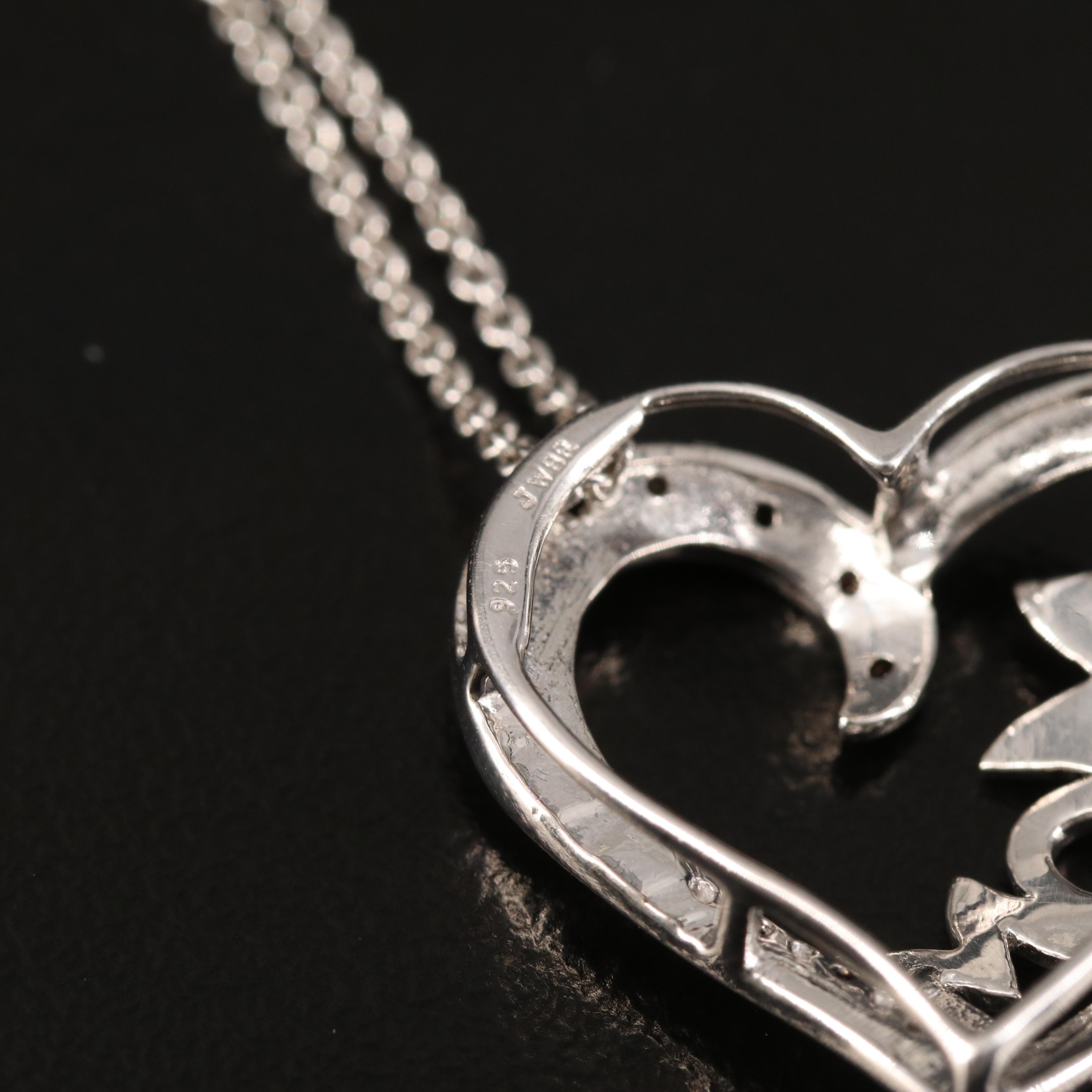 Sterling Diamond 'MOM' Heart Necklace