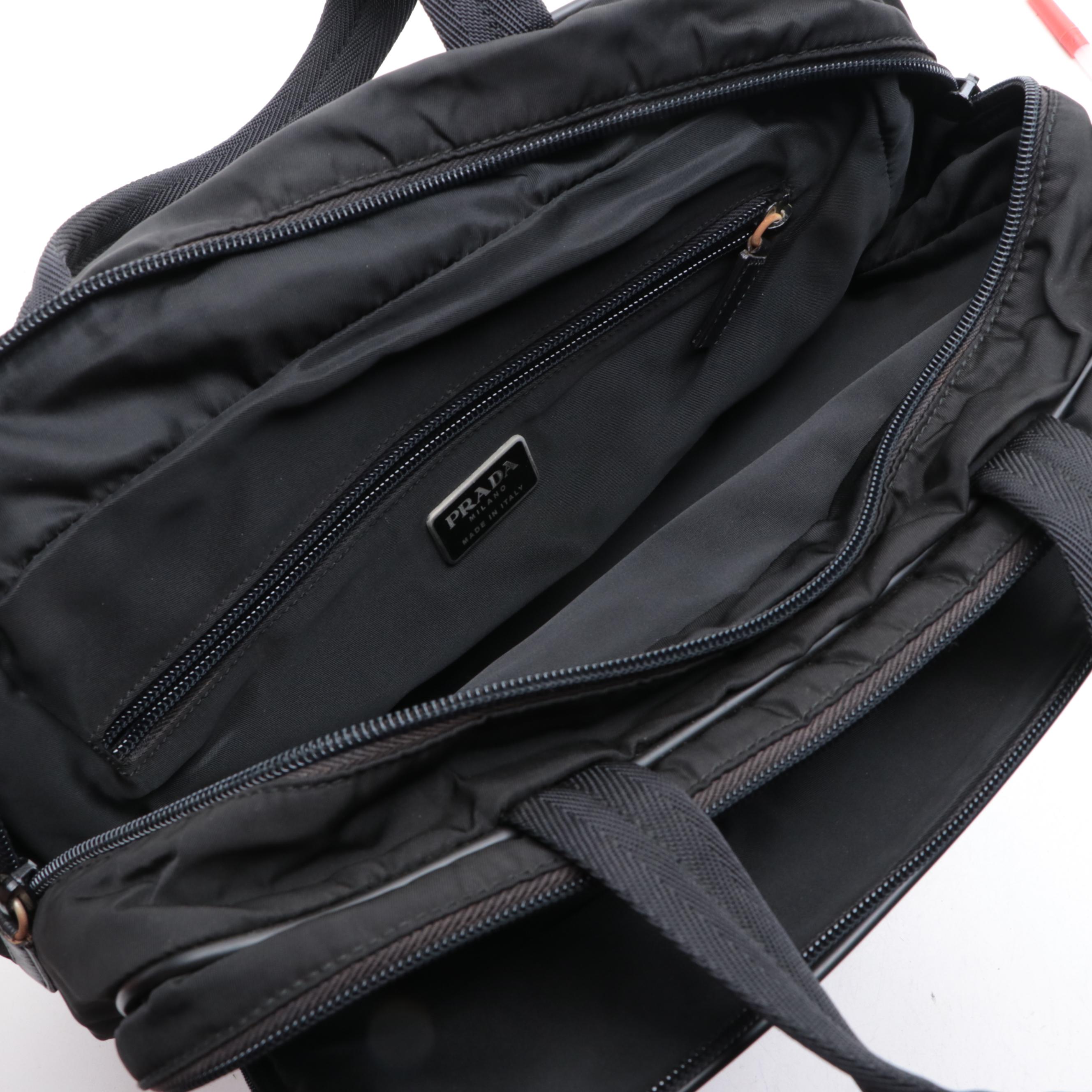 Prada Zip-Around Compact Briefcase in Black Nylon Gabardine