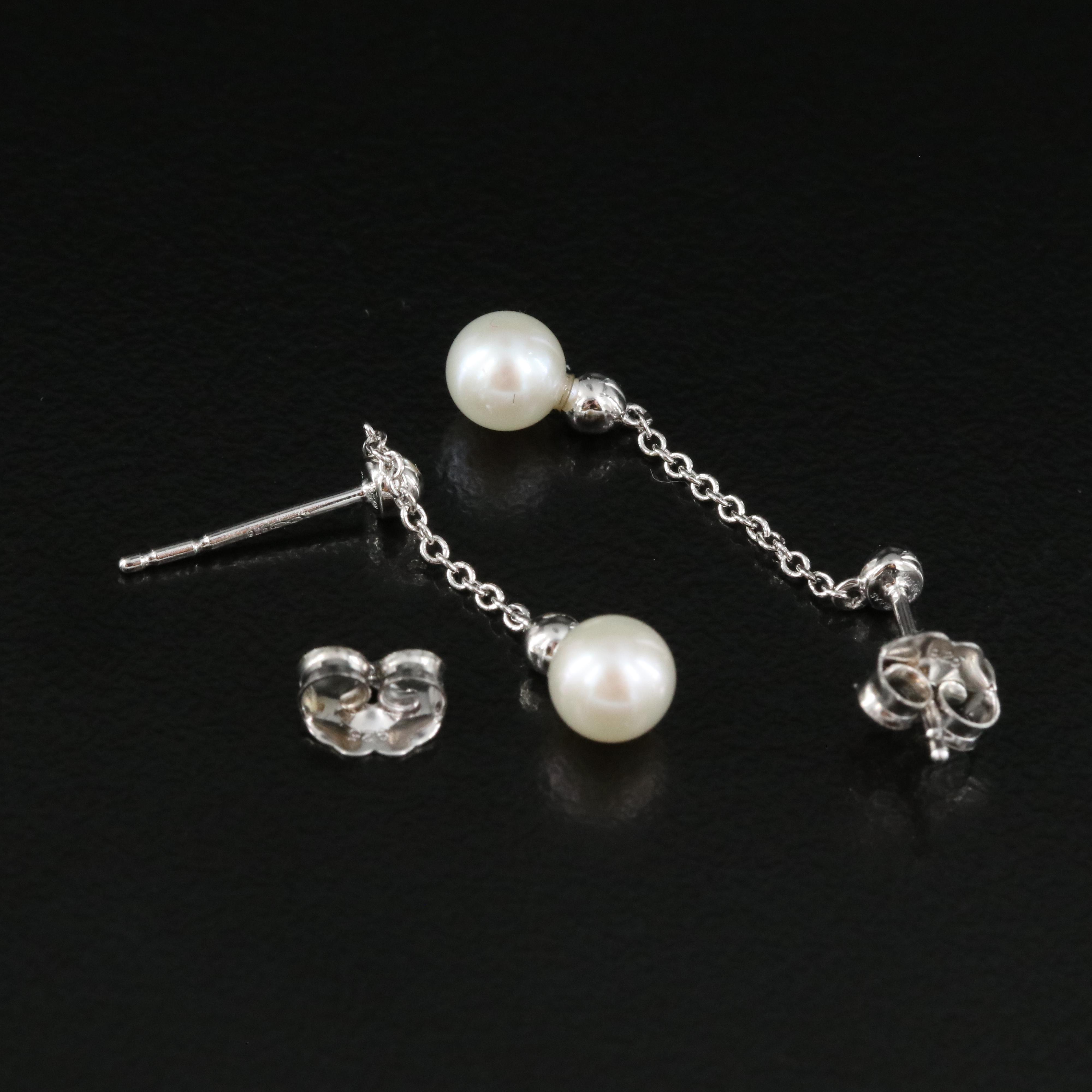 Sterling Pearl Pendulum Earrings