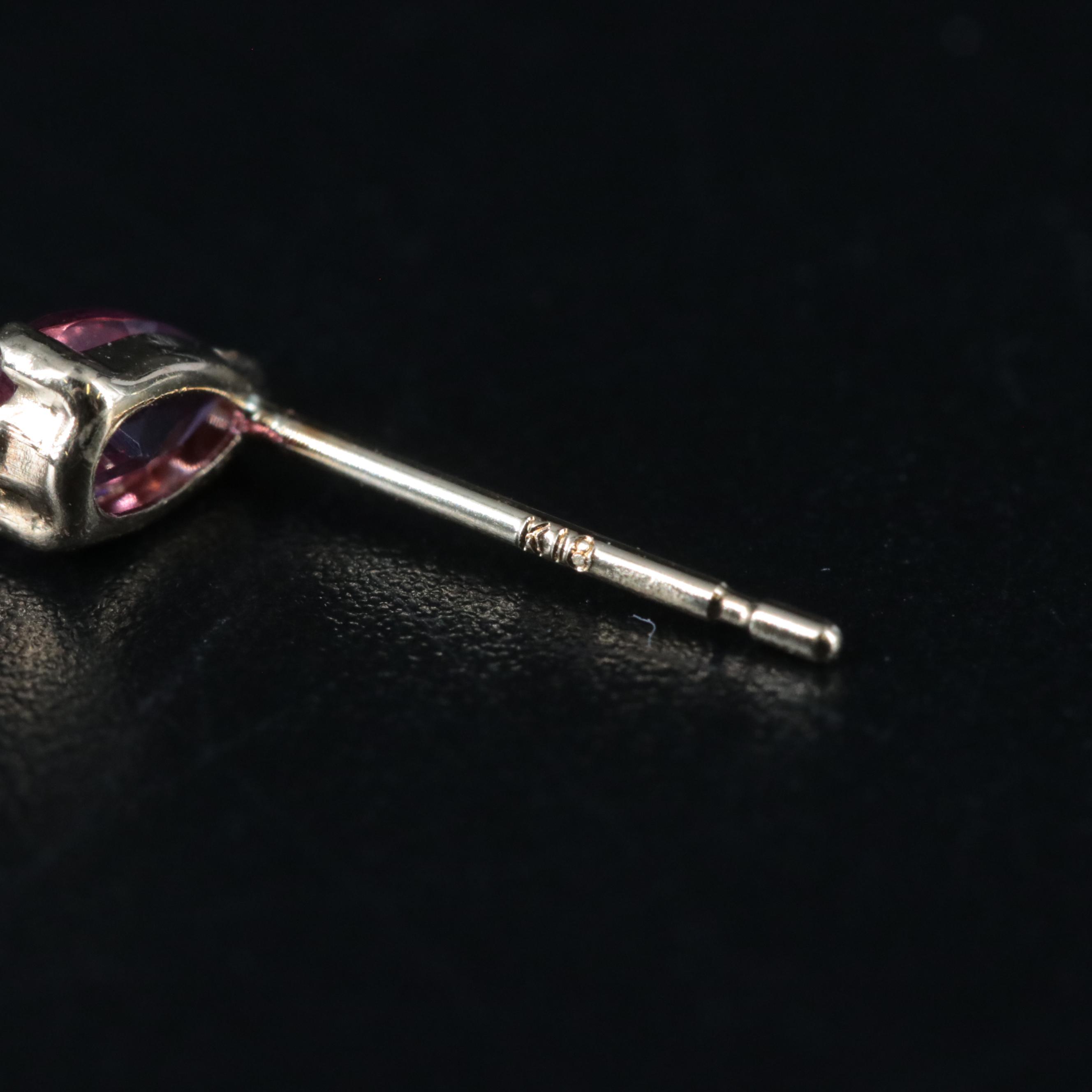 18K Red Garnet Stud Earrings